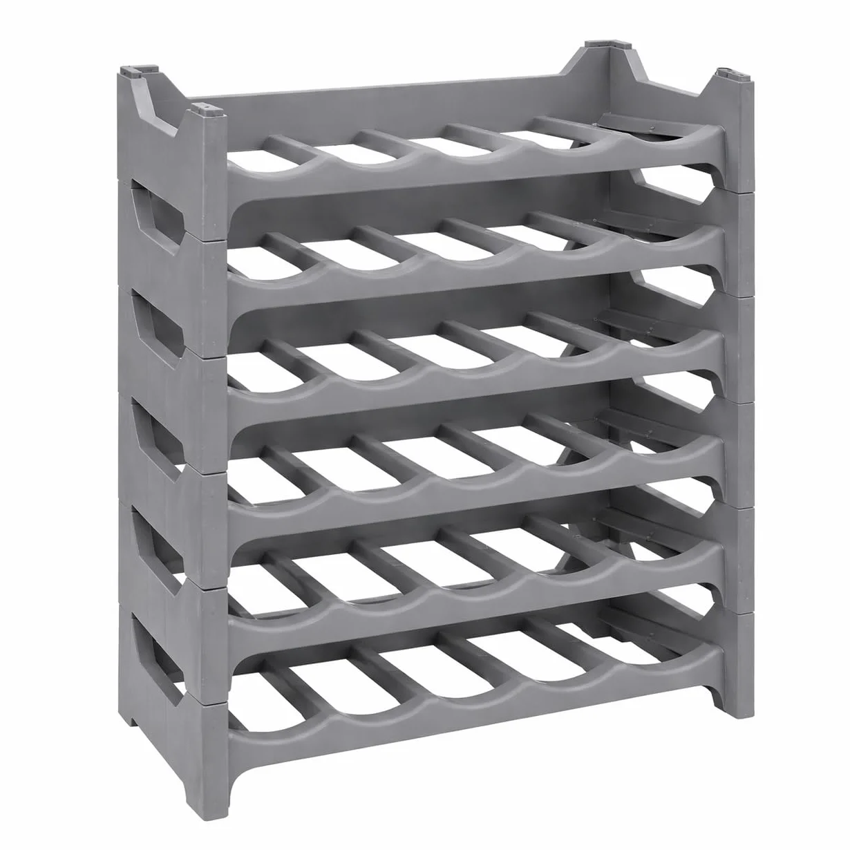 Set Cantinetta Vino Portabottiglie in Plastica Impilabili Lavabile Modulare 6 Argento