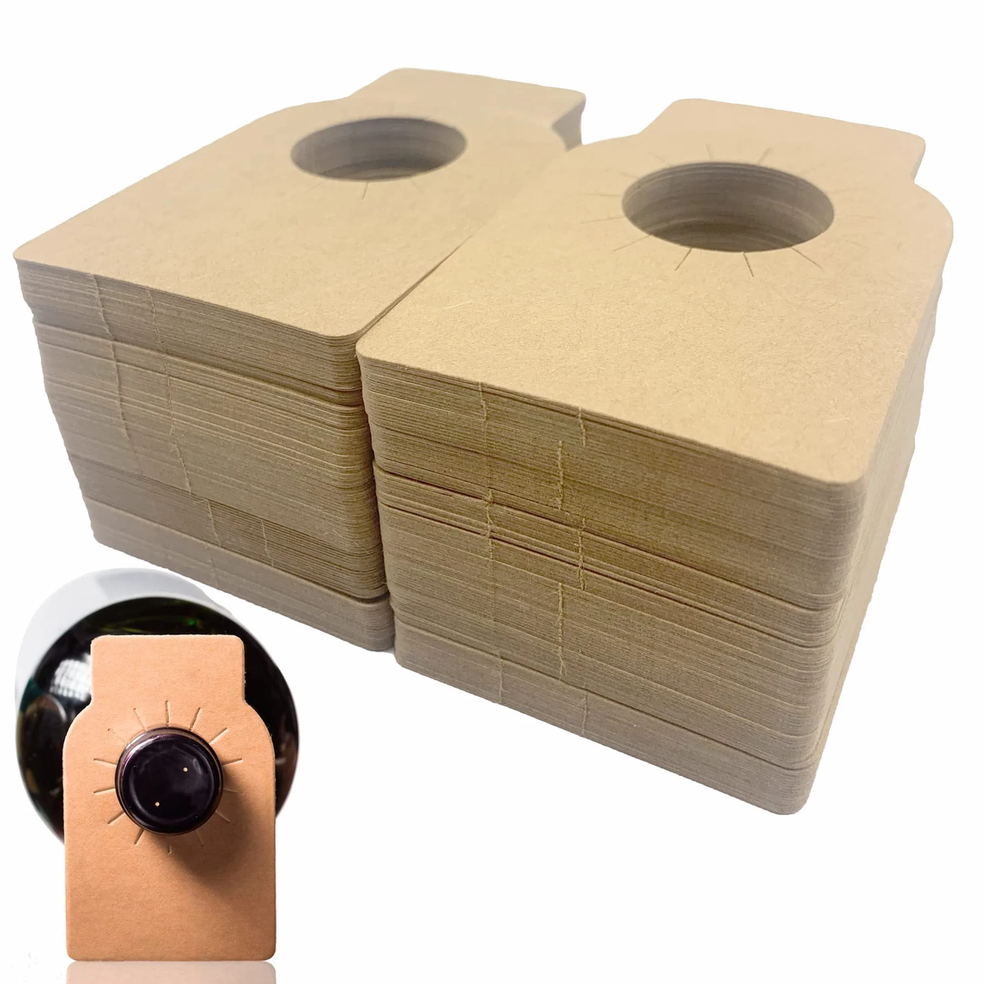 100PCS Etichette della bottiglia di vino della carta kraft Etichette per Bottiglie Champagne Etichetta della Bottiglia Cantina Utilizzato per cantinetta, portabottiglie e marcatura bottiglie