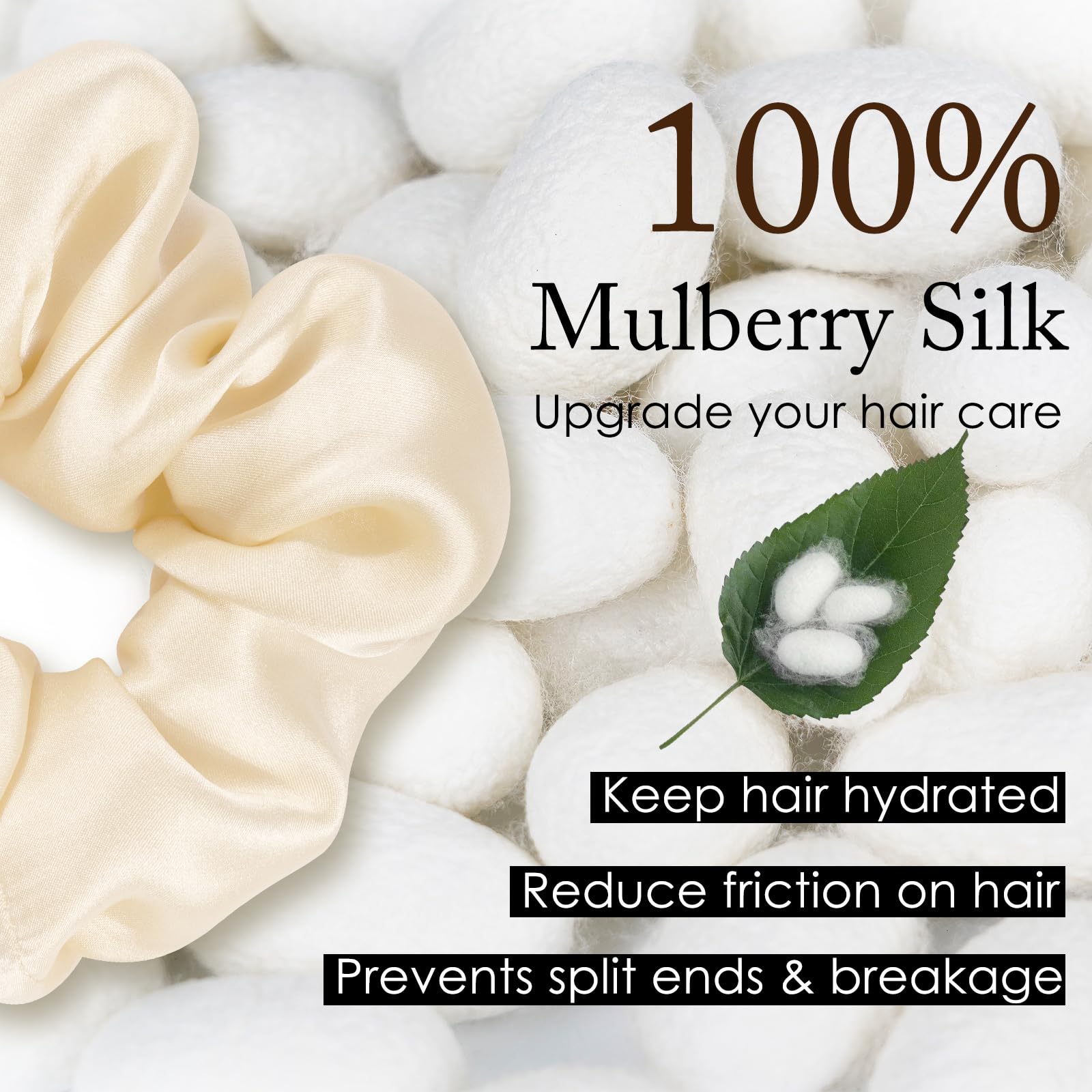 Pure Mulberry Silk Scrunchies for Gentle Hair