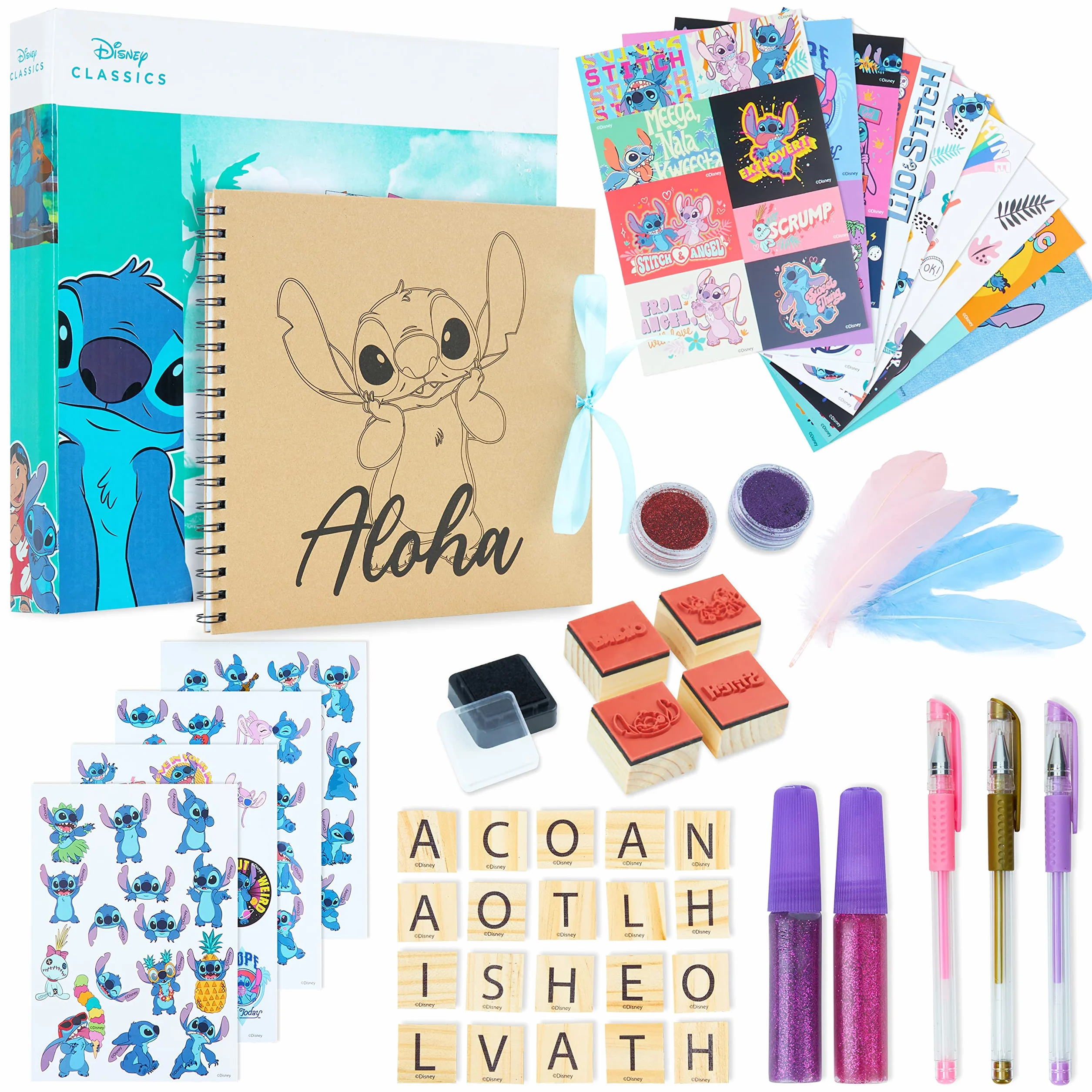Disney Stitch Scrapbooking Kit, Album Fotografico Fai da Te Bambina Ragazza con 50 Accessori, Cancelleria, Stickers