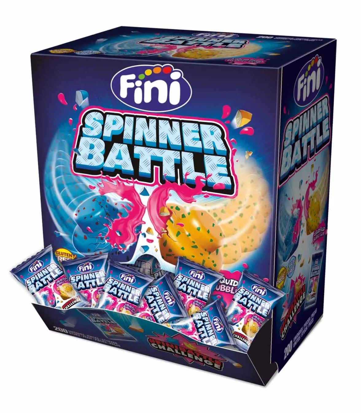 Fini Spinner Battle Gomma Trottola con Liquido Espositore 200 Pezzi