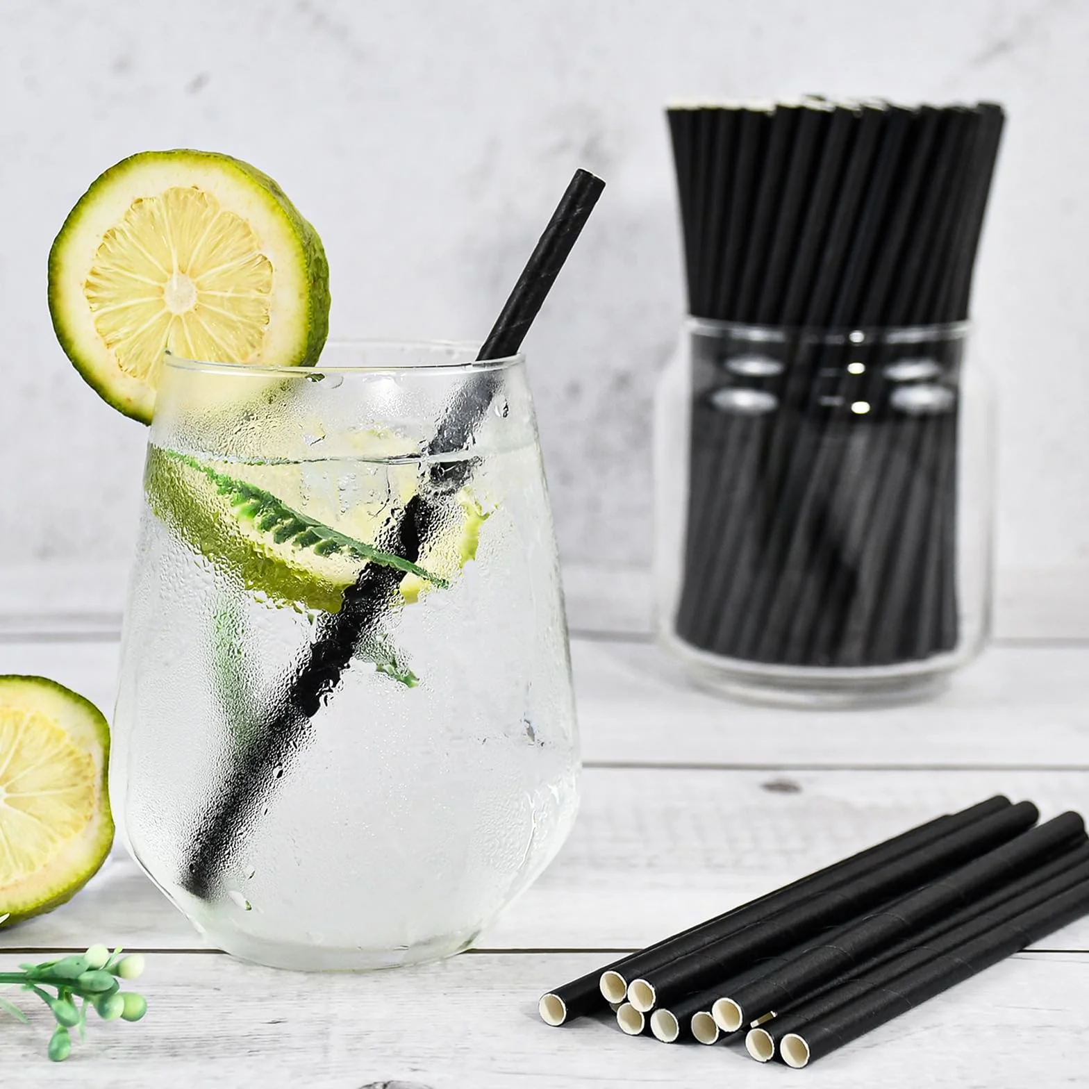 Confezione da 500 cannucce e bastoncini per cocktail ecologici in carta nera – 14,6 x 0,6 cm, per casa, bar e ristoranti