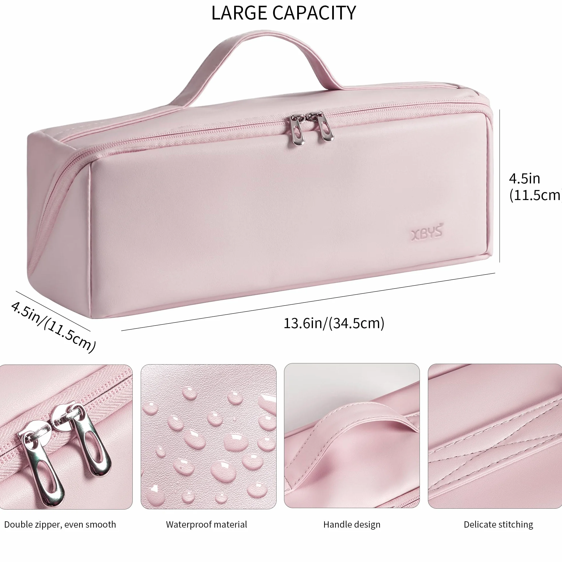 Veki Borsa da Viaggio Portatile in Pelle PU Compatibile con Dyson Airwrap Styler e Shark, Borsa Impermeabile per Asciugacapelli, Custodia da Viaggio per Dyson Supersonic Capelli e Accessori (Rosa)