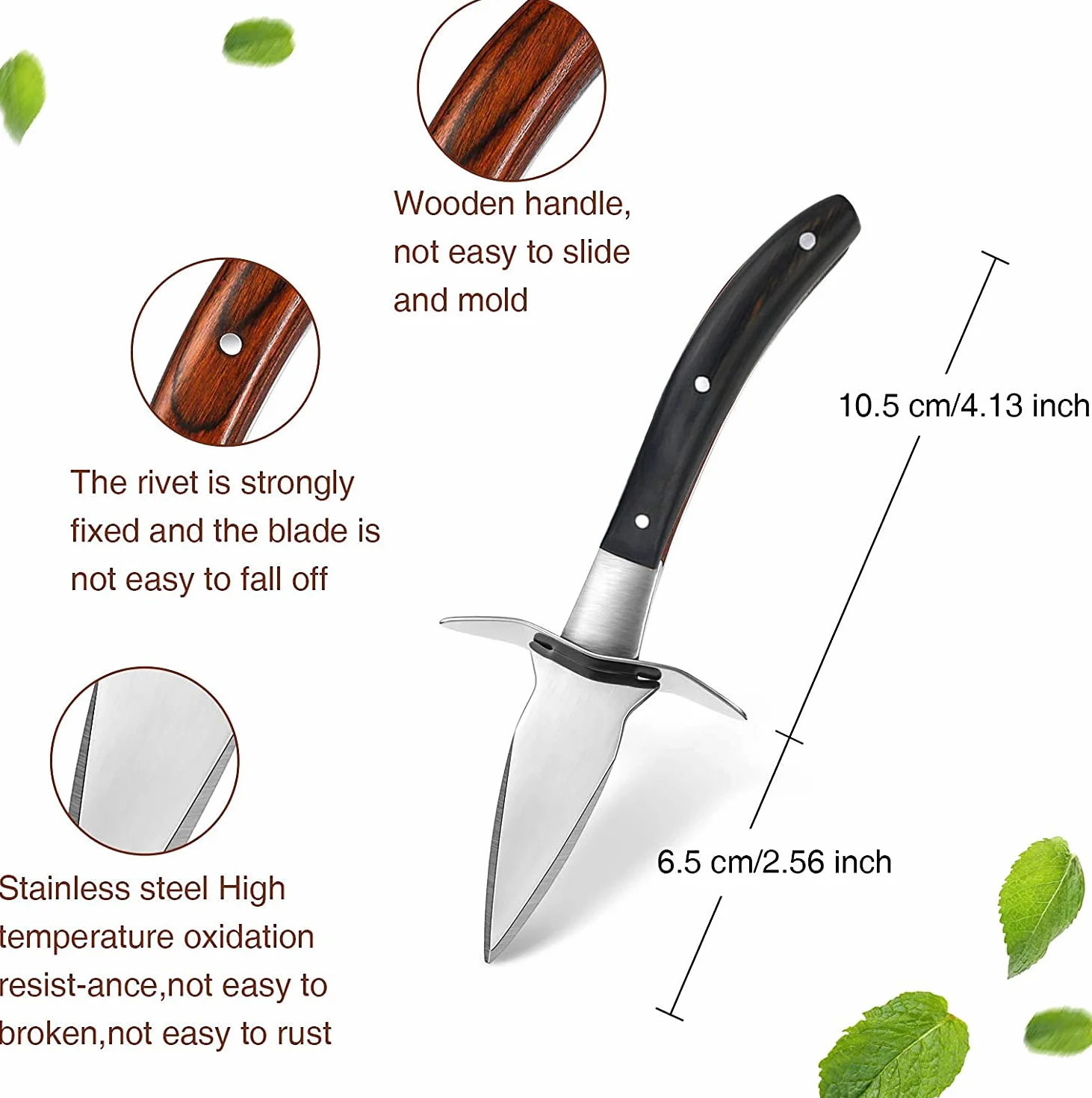 Set con coltello per ostriche e guanti resistenti al taglio, apricostriche, guanti protettivi per conchiglie o formaggi duri. Oyster Knife (cucina, giardinaggio, fai da te) (Nero, Medio)