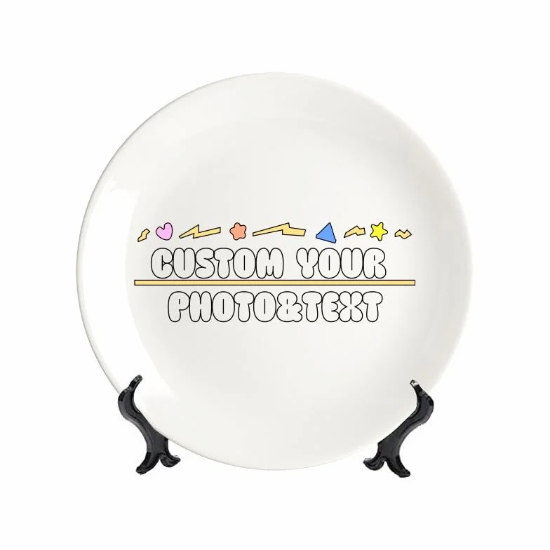 Piatto da pranzo in porcellana personalizzato con foto e testo per decorazione sala da pranzo
