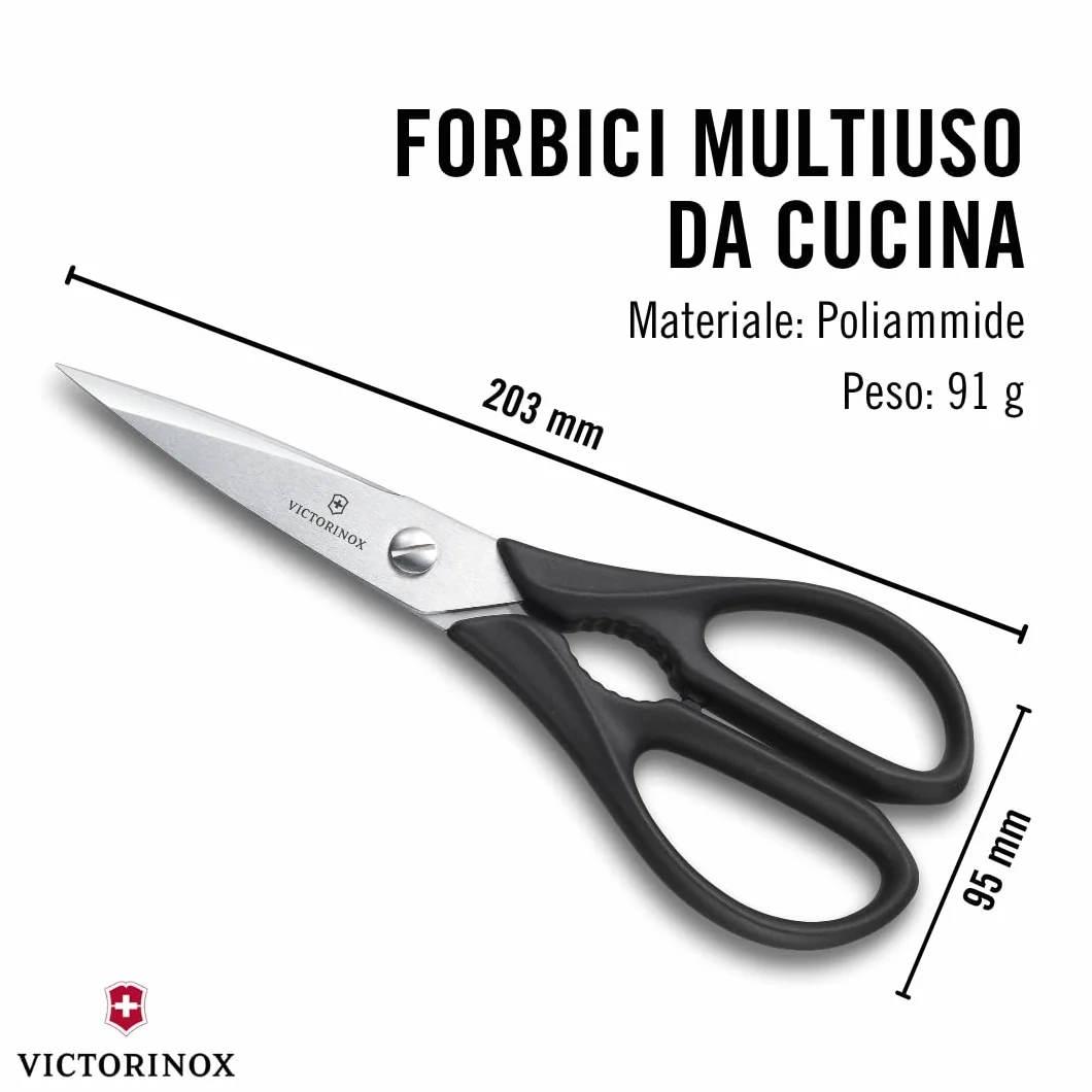 Victorinox Forbici da Cucina Universali in Acciaio Inox Nere