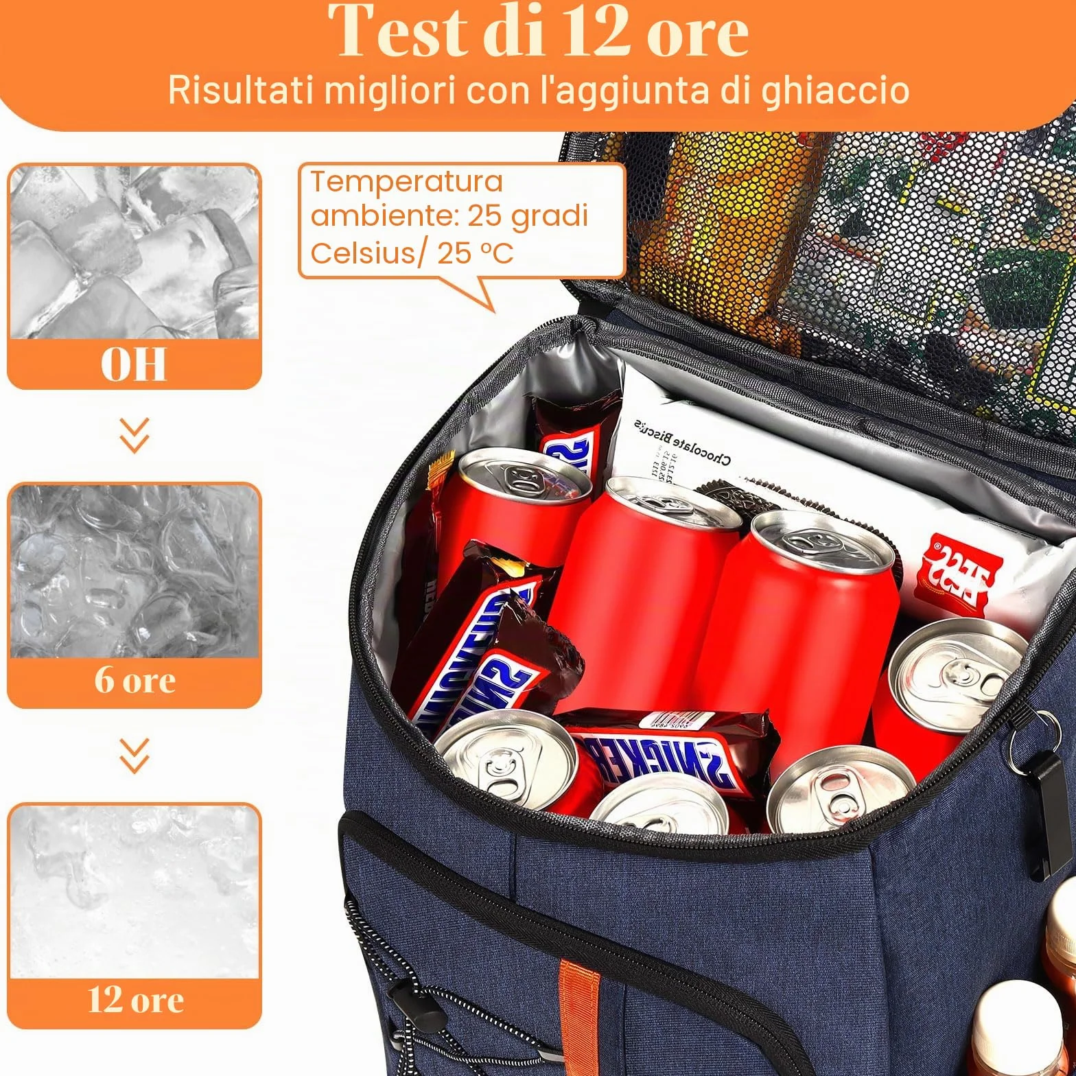 Borsa termica 28 l, zaino frigo grande, borsa frigo pieghevole, per viaggi e picnic