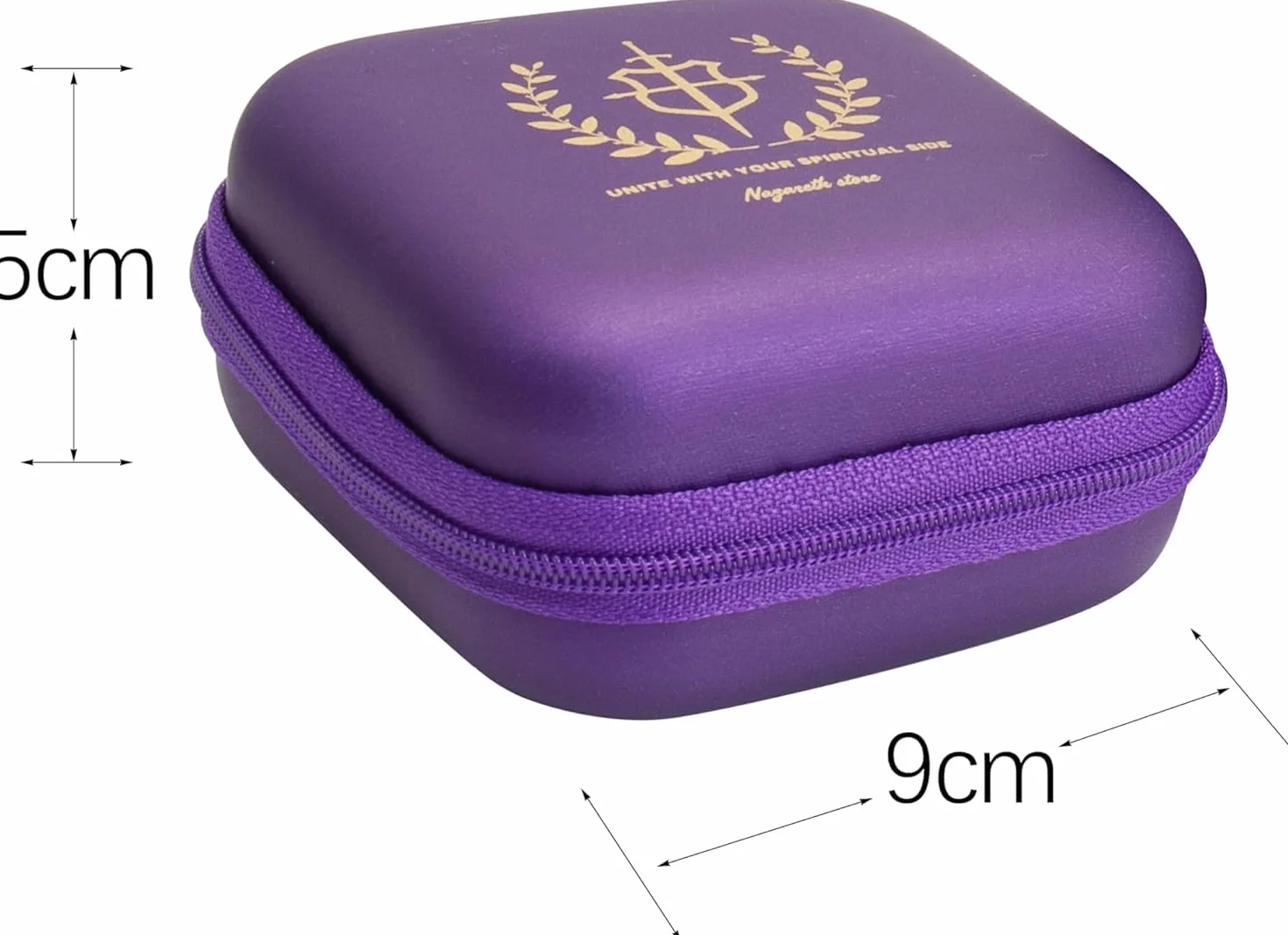 Custodia per rosario viola con cerniera e clip, guscio rigido protettivo, custodia da viaggio per rosari cattolici