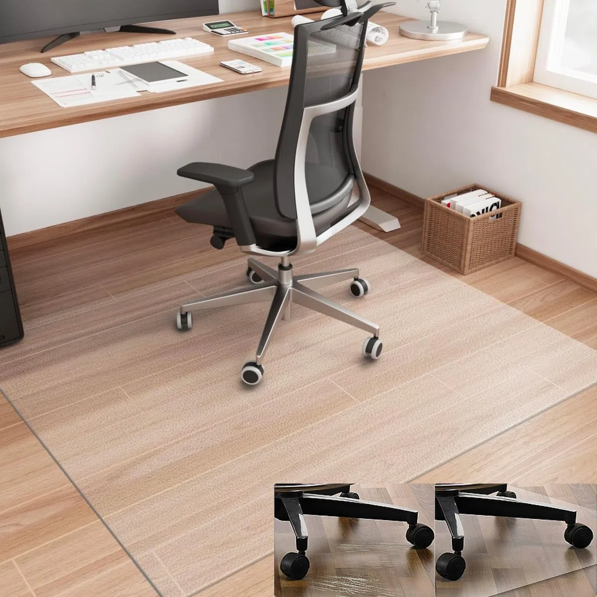 Artwelt Tappetino trasparente per Sedia Office Tappeto 1.5mm Tappetino Protettivo per Pavimento per Casa e Ufficio Antiscivolo Disponibile in Dimensioni Personalizzate (100cm X 90cm)