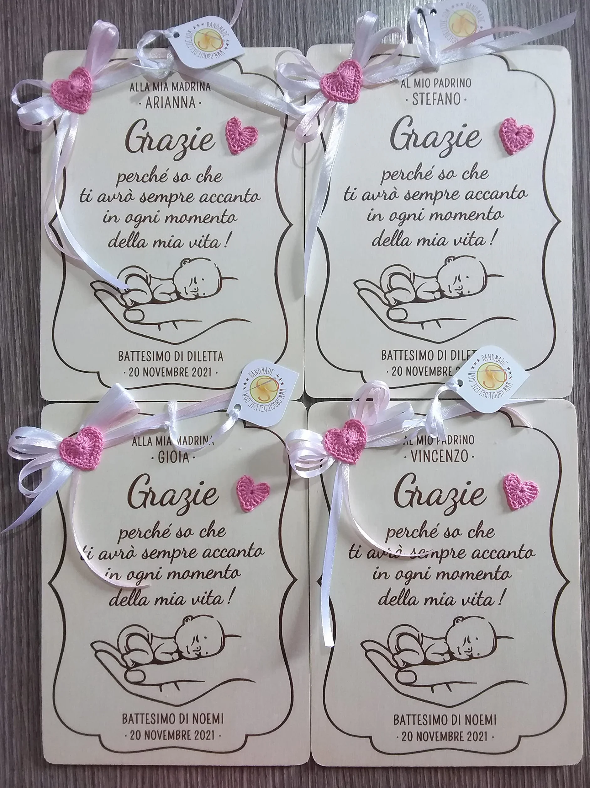 Targa targhetta ricordo per madrina padrino battesimo personalizzata nome e data