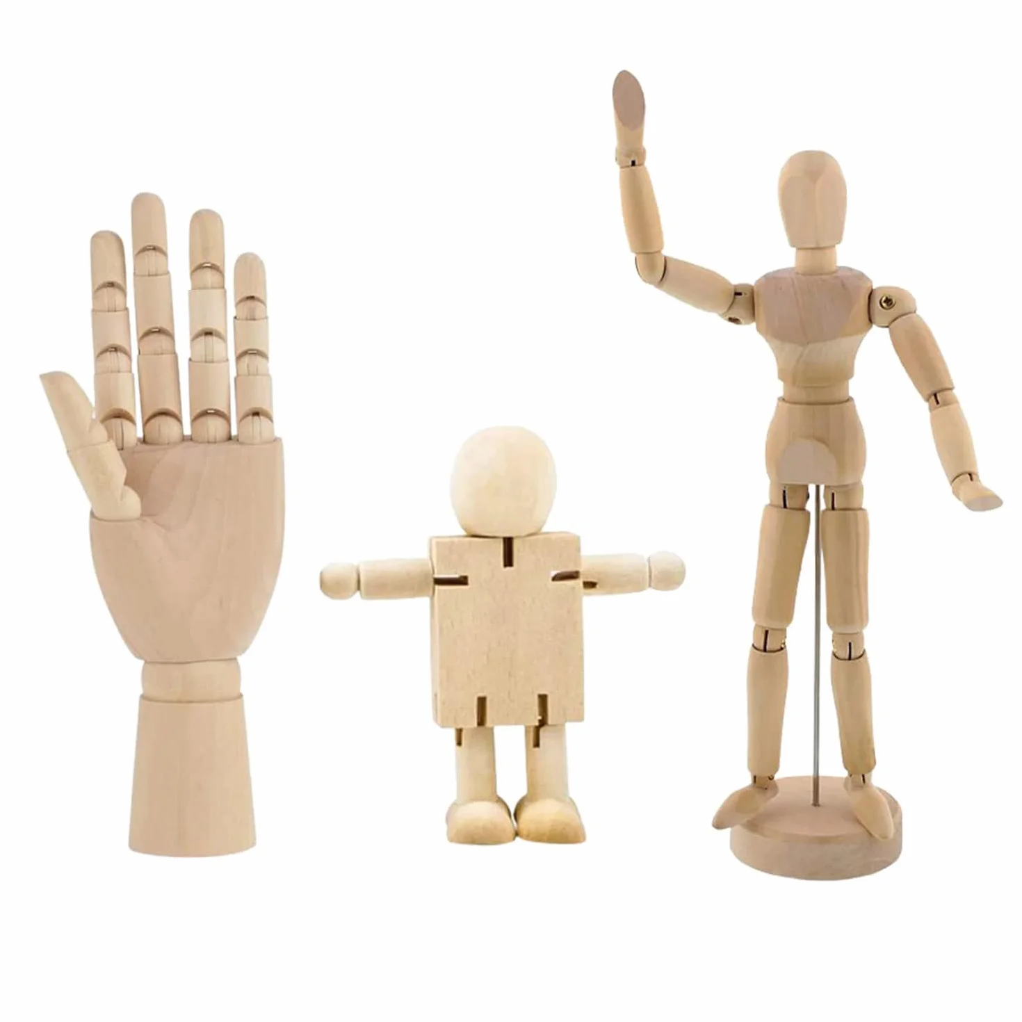 Manichino in legno con supporto 3 pezzi design figure giunture per dipingere