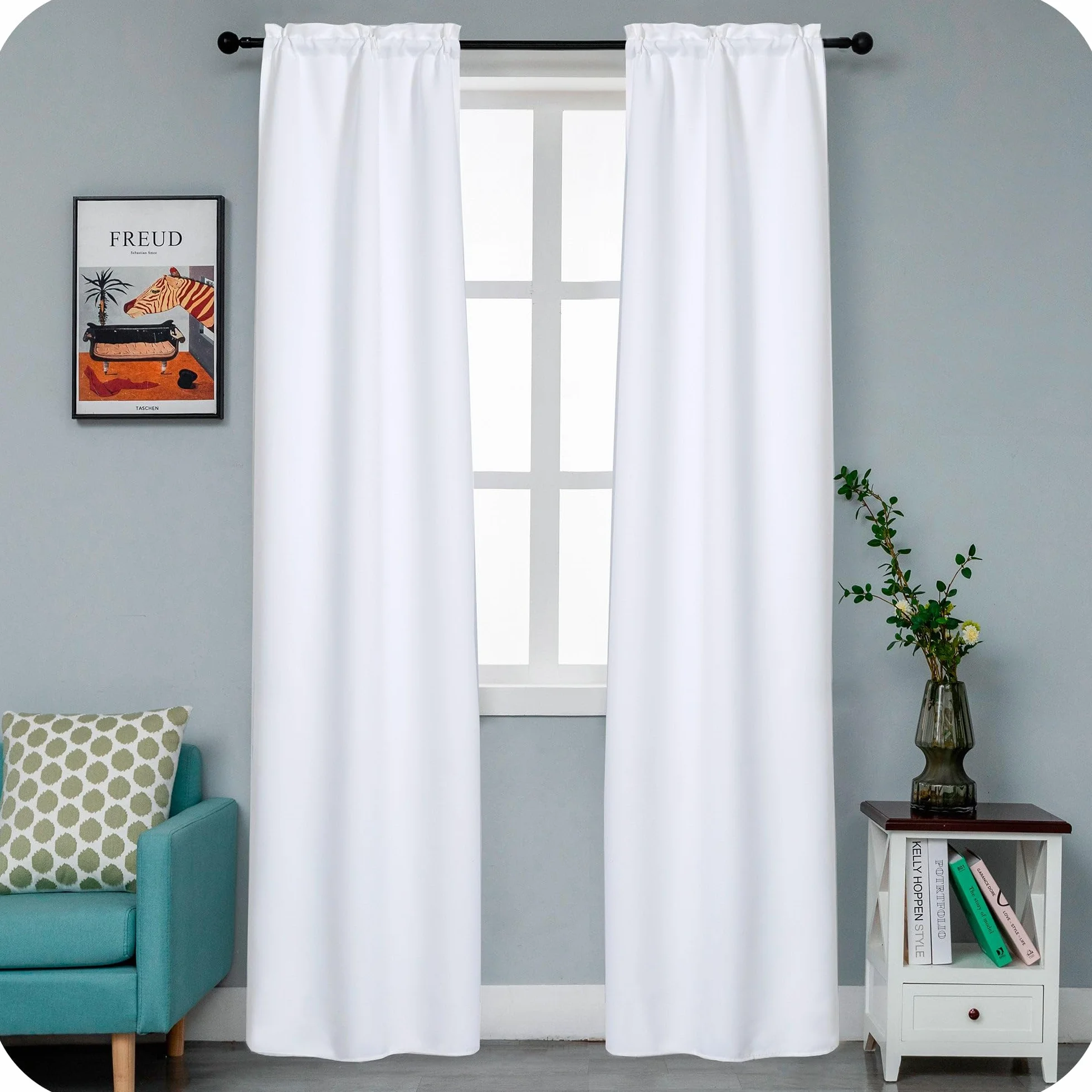 GIRASOLE HOME Coppia Tende Fiji Bianche Semi Oscuranti Termiche Morbide Tinta Unita 2 Pannelli da 55x220cm con Tasca, Bianco