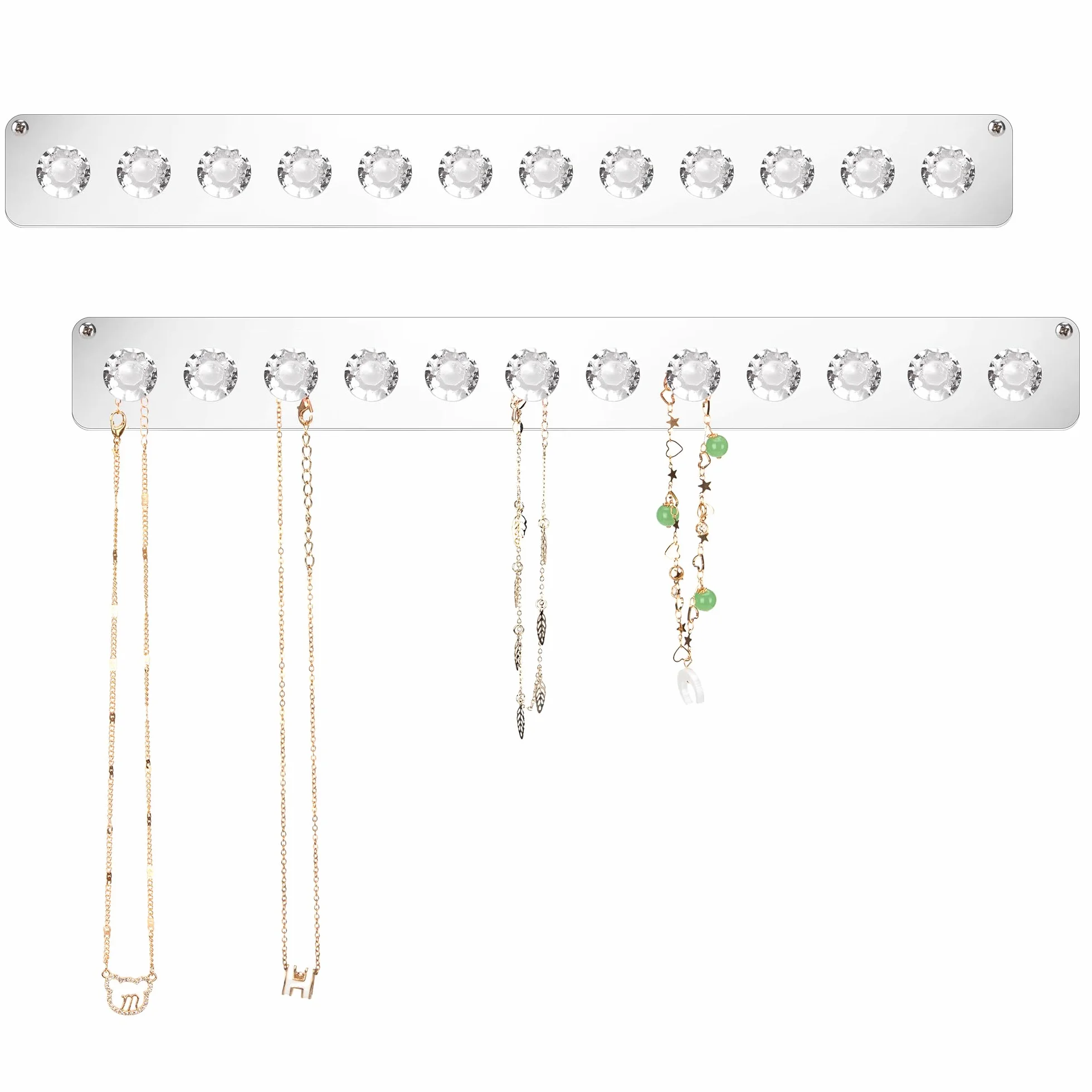 Ganci per collana in Acrilico da Parete 12 Ganci a Forma di Diamante Confezione da 2 Trasparente