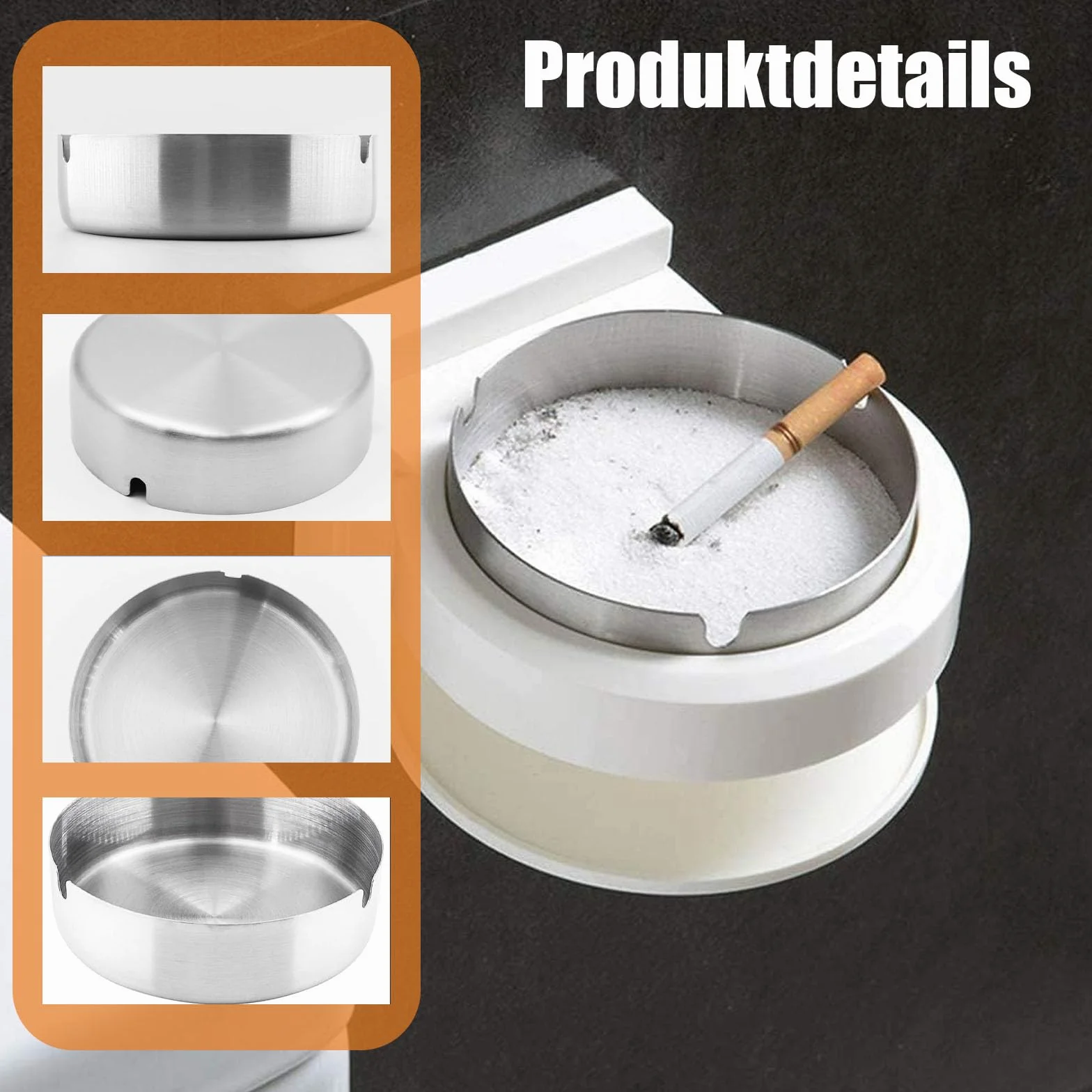 Posacenere Moderno in Acciaio Inox 16 Pezzi 8cm da Tavolo Balcone