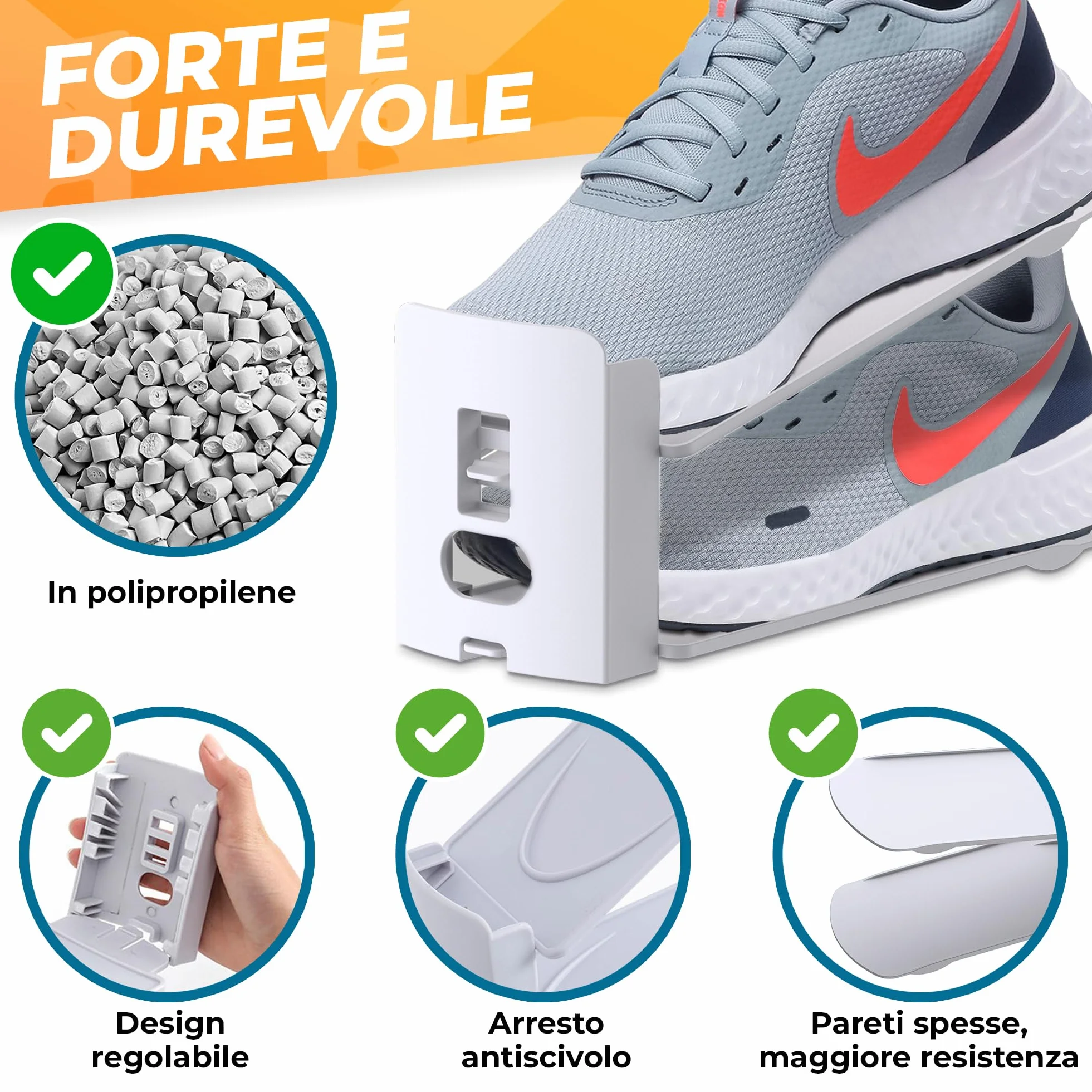 Organizer Scarpe Salvaspazio Regolabile per Armadio 12 Pezzi Bianco
