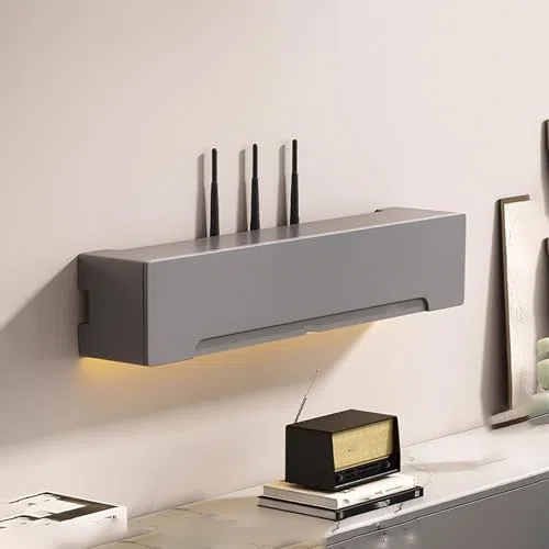 Scatola portaoggetti per router, supporto da parete in legno, ripiano superiore per TV, mensola decorativa per soggiorno, per router WiFi e persiane