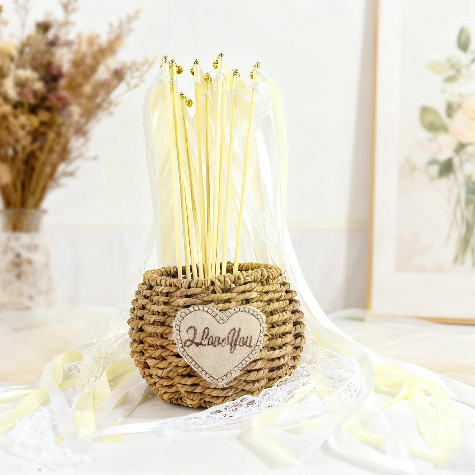 Bacchette Matrimonio con Grandi Campane,Bacchette da Sposa,Riutilizzabile Wedding Wands,Bacchette Nuziali per Decorazioni di Nozze Compleanno Feste (50 Pcs Beige)