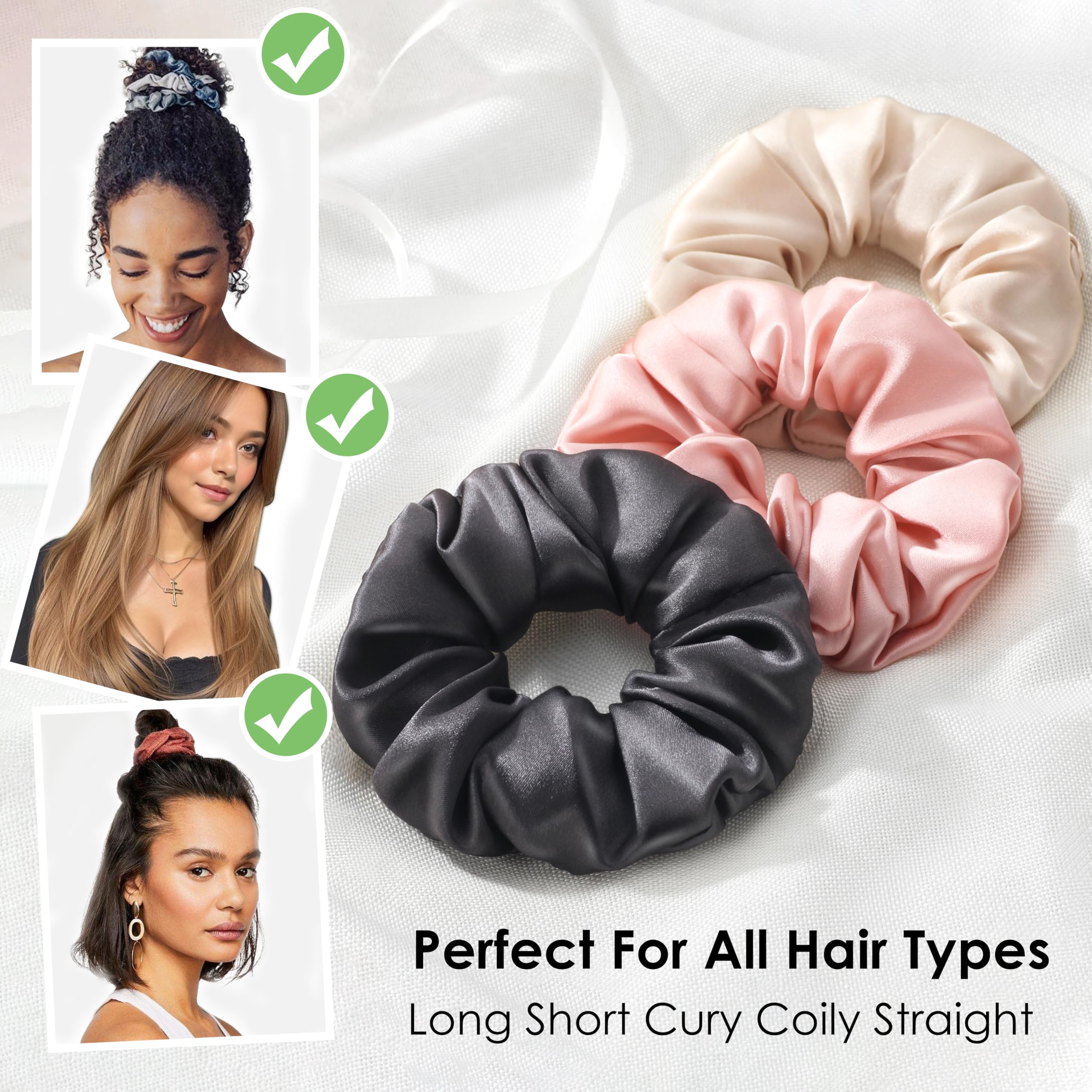 Pure Mulberry Silk Scrunchies for Gentle Hold