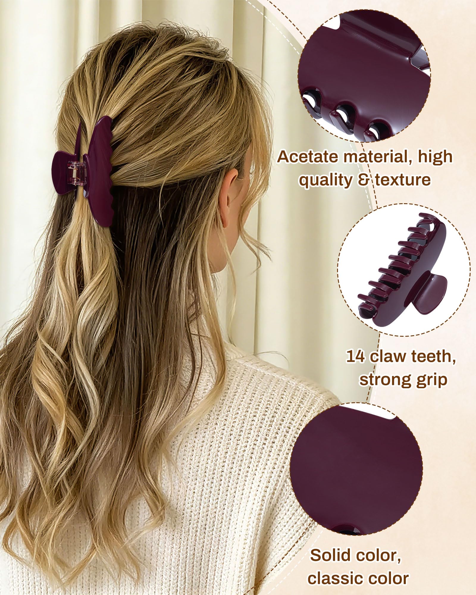 Large Polka Dot Acetate Hair Claw Clip (Red)