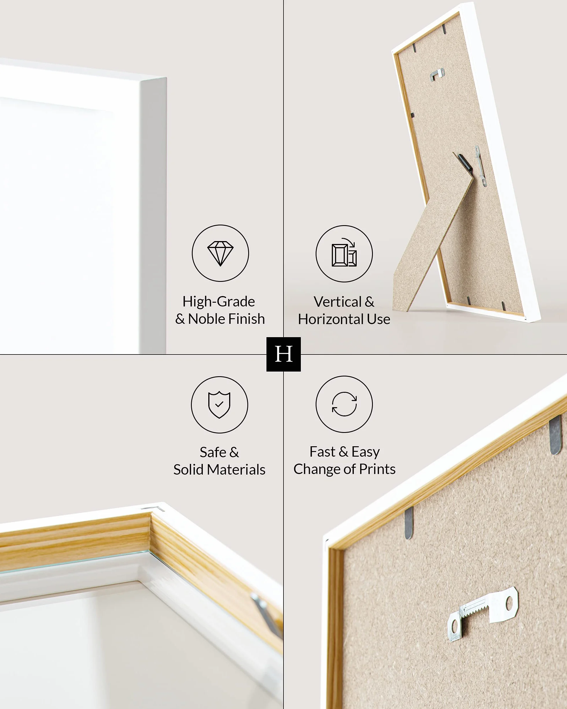 Heimlich Cornice A4 21x30 cm Legno di pino Bianco Confezione da 2 Cornici per certificati diplomi