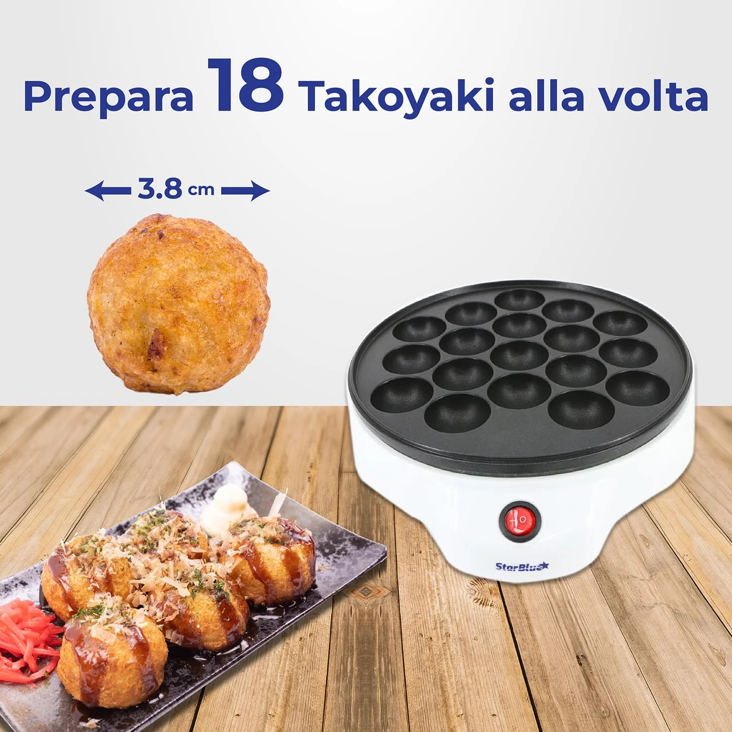 StarBlue Macchina per Takoyaki Elettrica 650W 220-240V 50/60Hz Spina Europa