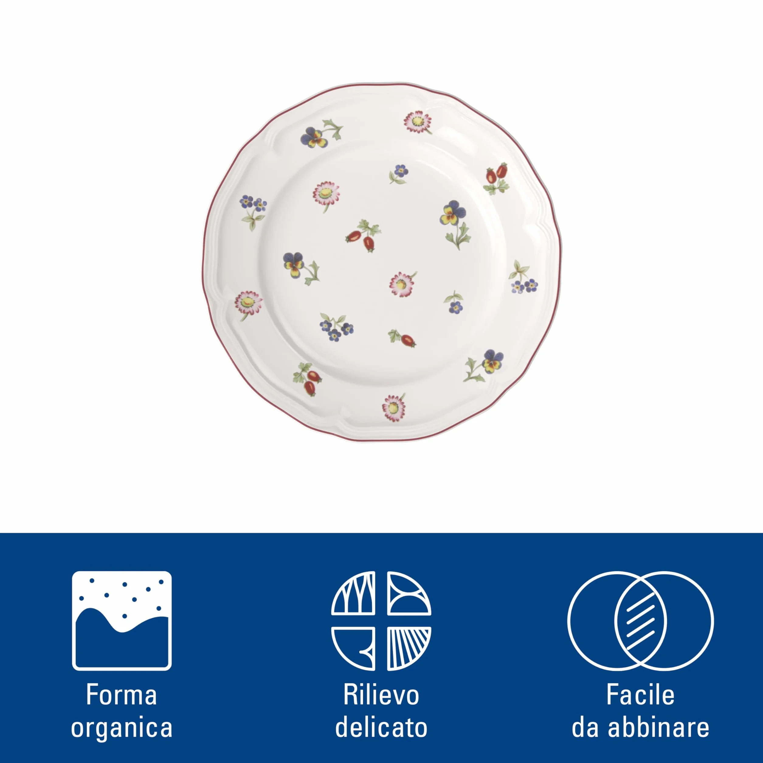 Villeroy & Boch, Petite Fleur Piatto da Dessert/Colazione Bianco, Lavabile in Lavastoviglie, Adatto per Microonde, Piatto, Ceramica, Stoviglie, Porcellana Premium
