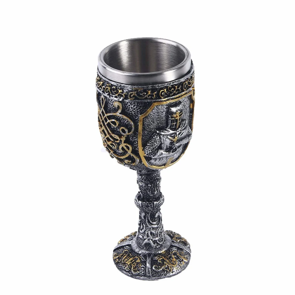 Calice da vino medievale con cavaliere vichingo reale, calice re, gotico, in metallo, per feste a tema, decorazioni per matrimoni