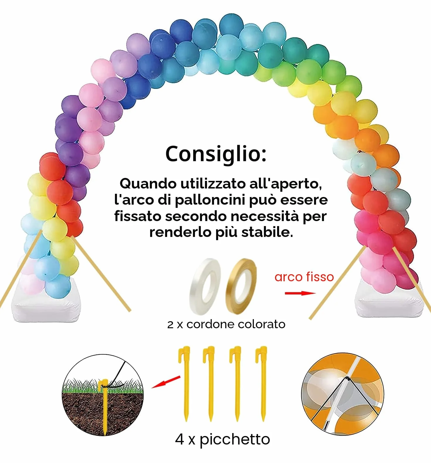 PILIN Kit arco di palloncini riutilizzabile Arco di palloncini bianco 2,3x3,2M regolabile per matrimoni, lauree, compleanni, decorazioni di Natale
