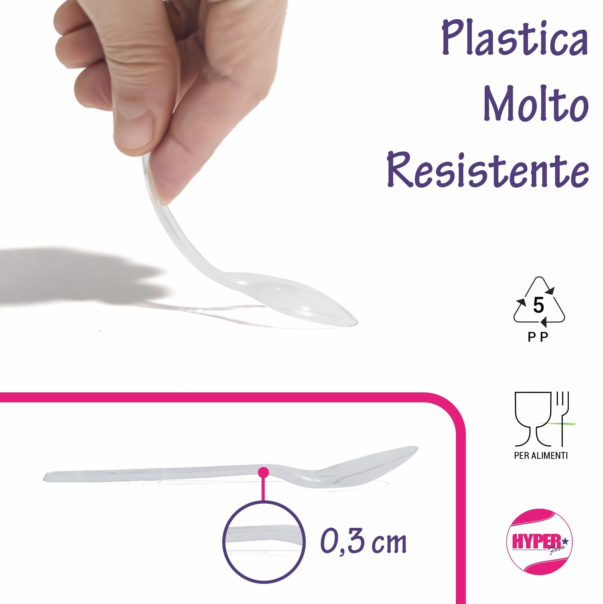 Cucchiaini in Plastica Riutilizzabile Trasparente 500 Pezzi per Aperitivo e Dessert