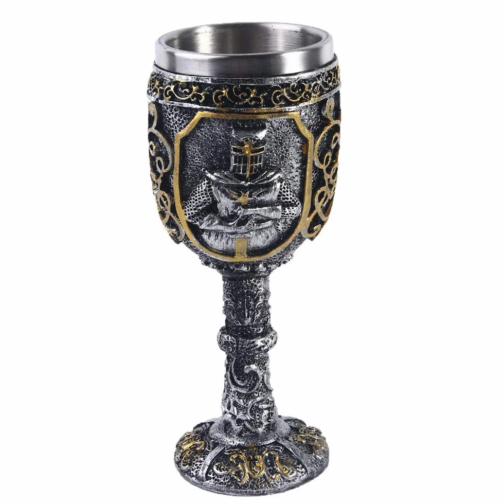 Calice da vino medievale con cavaliere vichingo reale, calice re, gotico, in metallo, per feste a tema, decorazioni per matrimoni