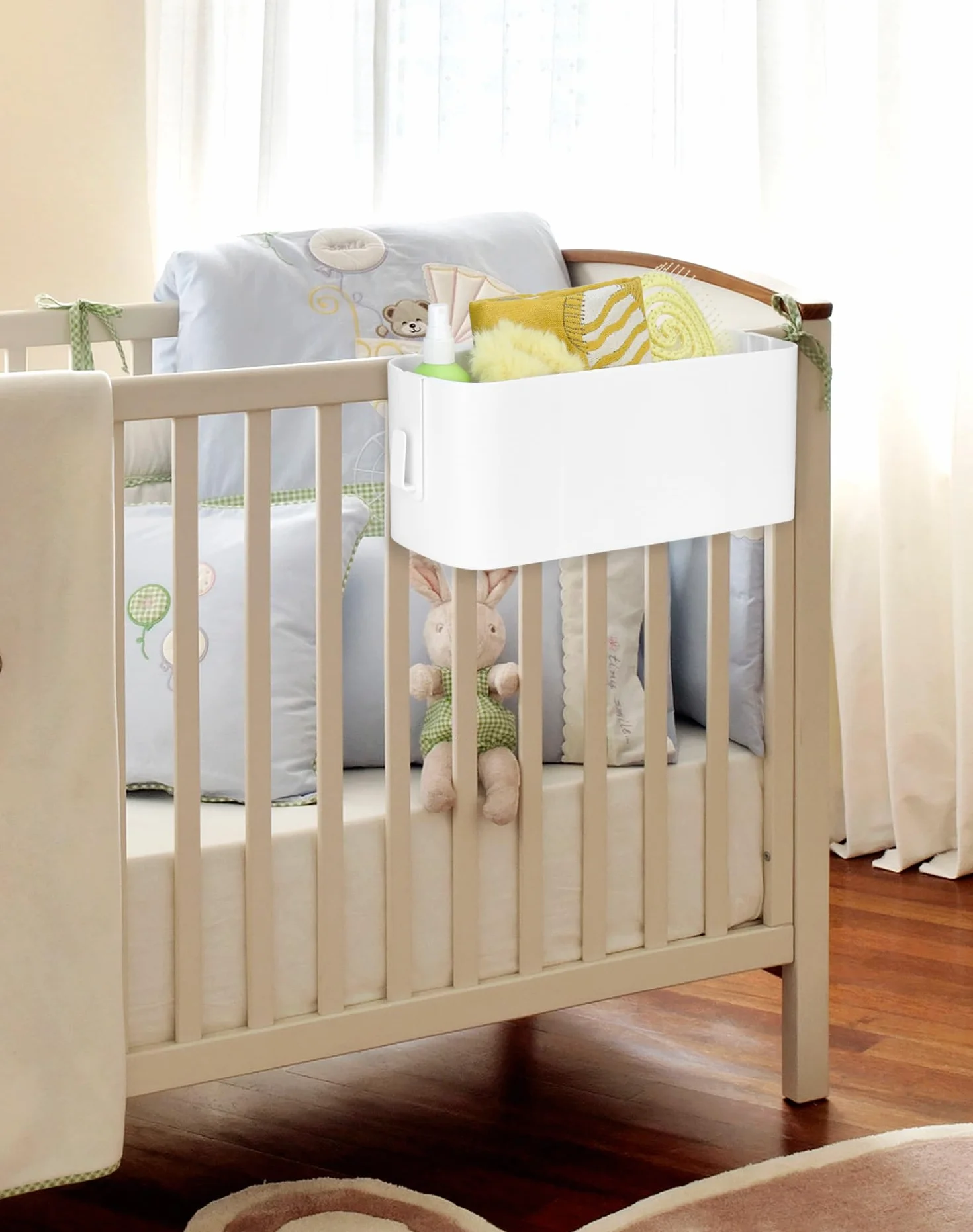 QWORK 2 pezzi cesto portaoggetti da appendere con ganci rimovibili per letto