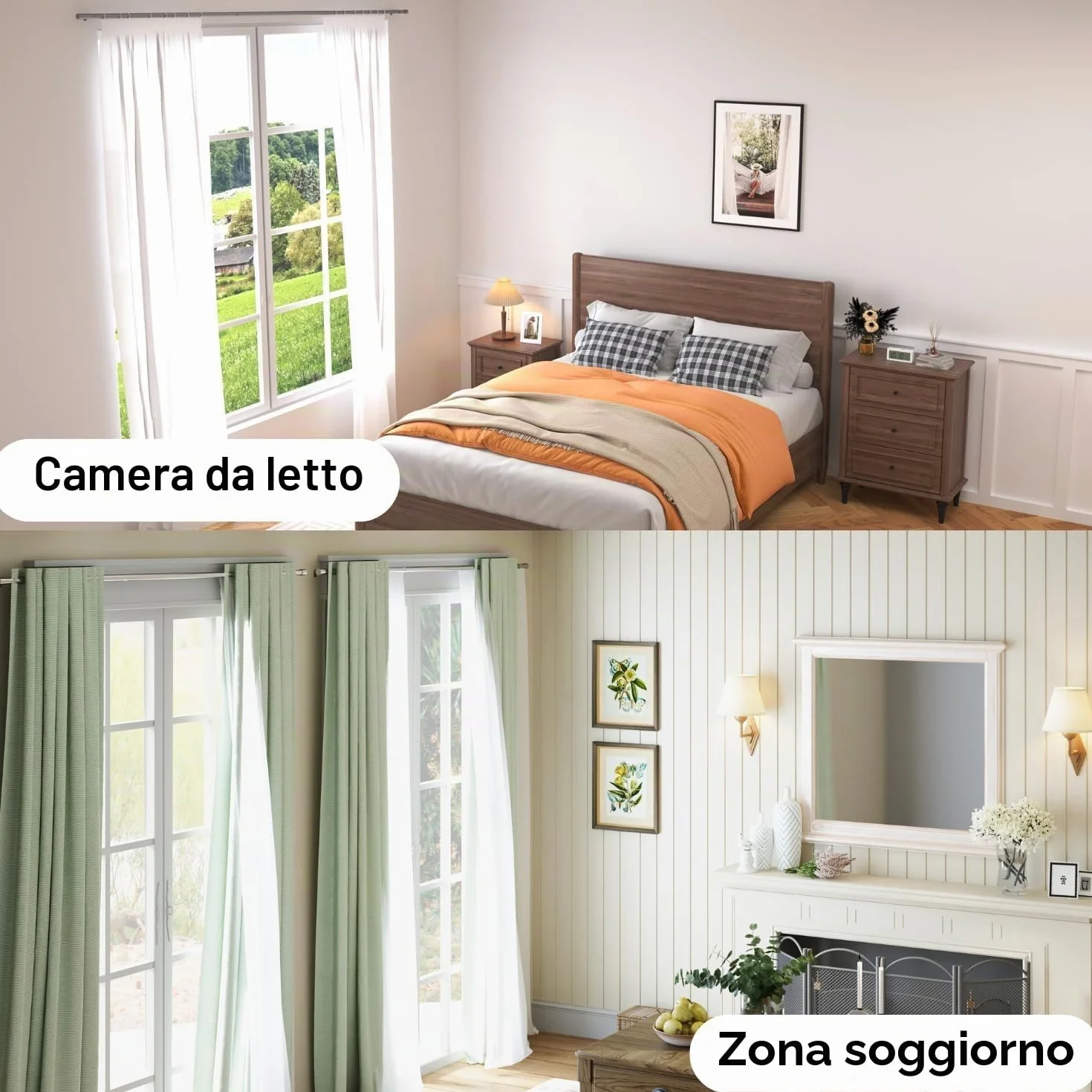 Bastone per Tenda 84-185CM Bianco Φ25mm con Supporto Soggiorno Camera