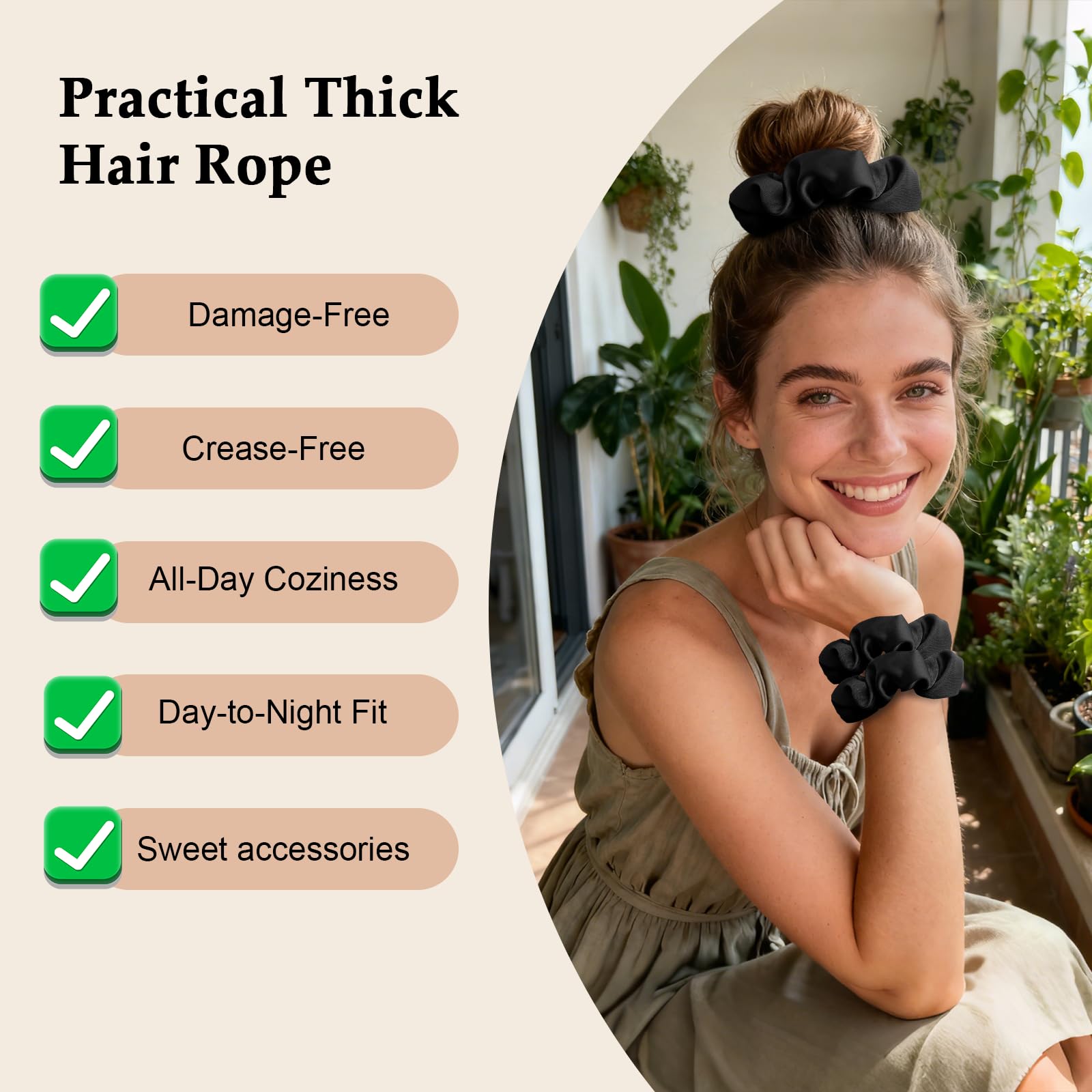 Premium Black Satin Hair Scrunchies