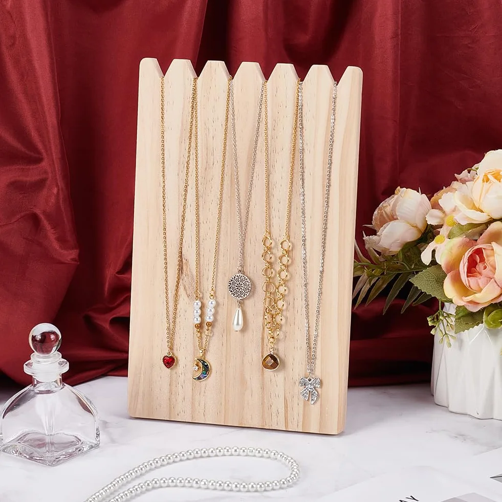 FINGERINSPIRE Espositore per Collane in Legno Portatile Rettangolare per Gioielli