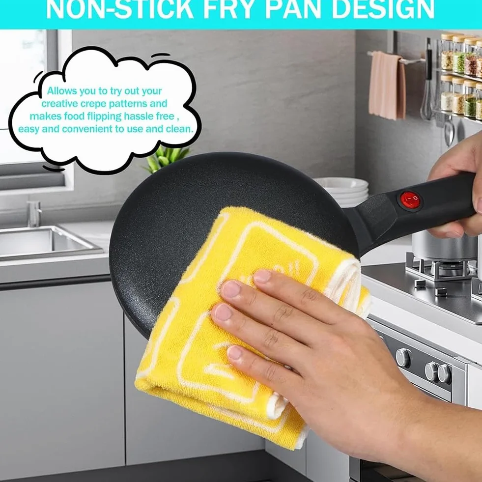 Pancake Maker Elettrico Piastra per Crepe 600W Antiaderente Portatile Spina EU