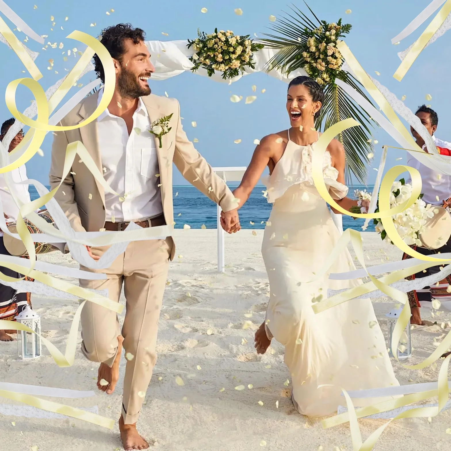 Bacchette Matrimonio con Grandi Campane,Bacchette da Sposa,Riutilizzabile Wedding Wands,Bacchette Nuziali per Decorazioni di Nozze Compleanno Feste (50 Pcs Beige)