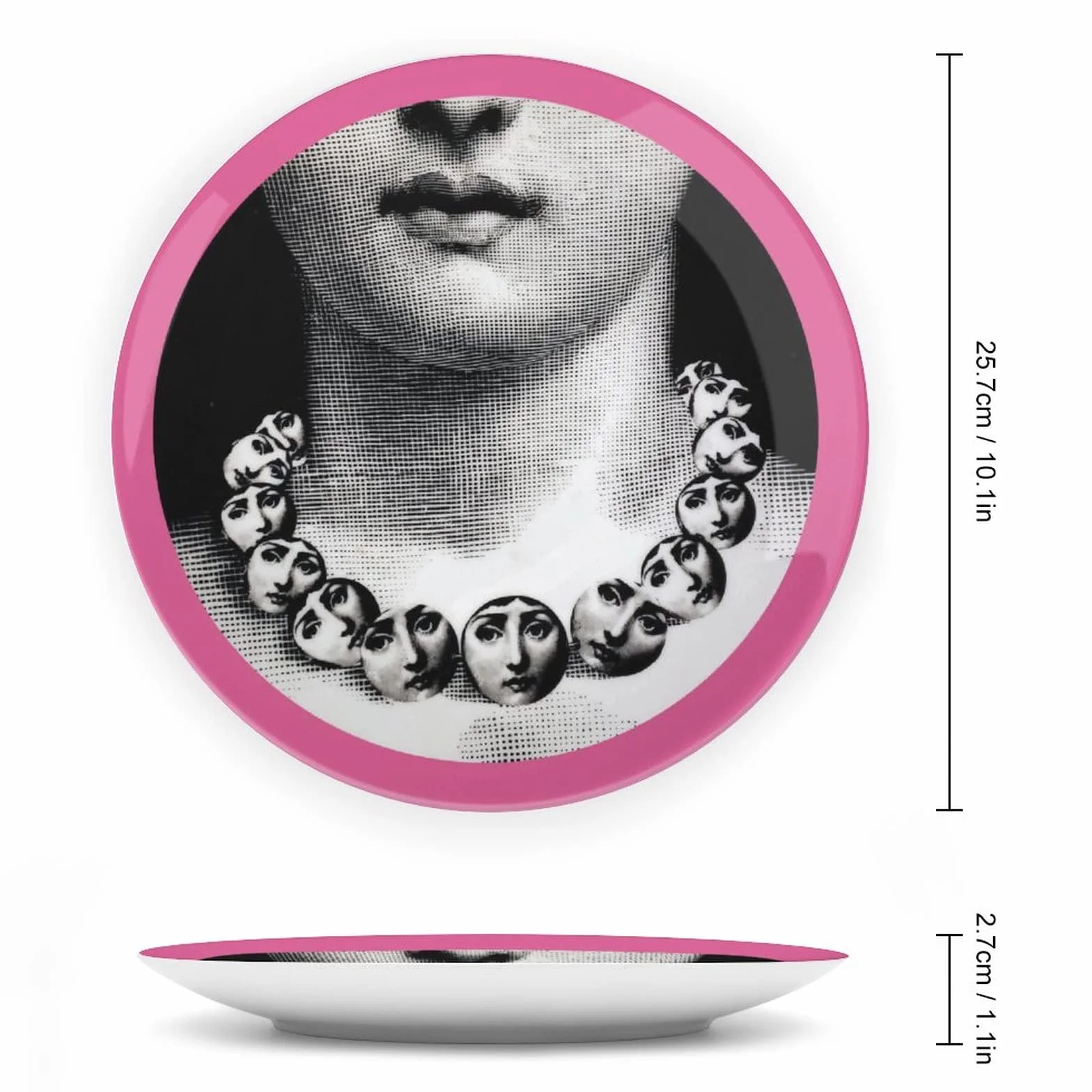Lina Cavalieri - Piatto decorativo Fornase, da appendere alla parete, con trucco viso, con staffa e gancio speciale a molla, stile 29, 25,4 cm