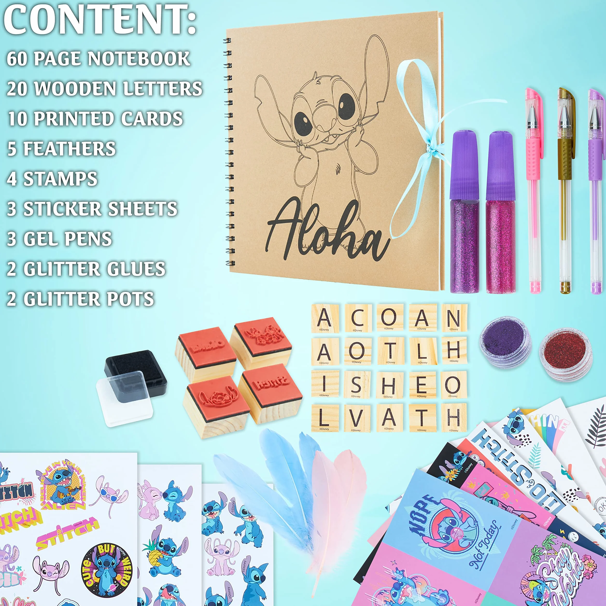 Disney Stitch Scrapbooking Kit, Album Fotografico Fai da Te Bambina Ragazza con 50 Accessori, Cancelleria, Stickers