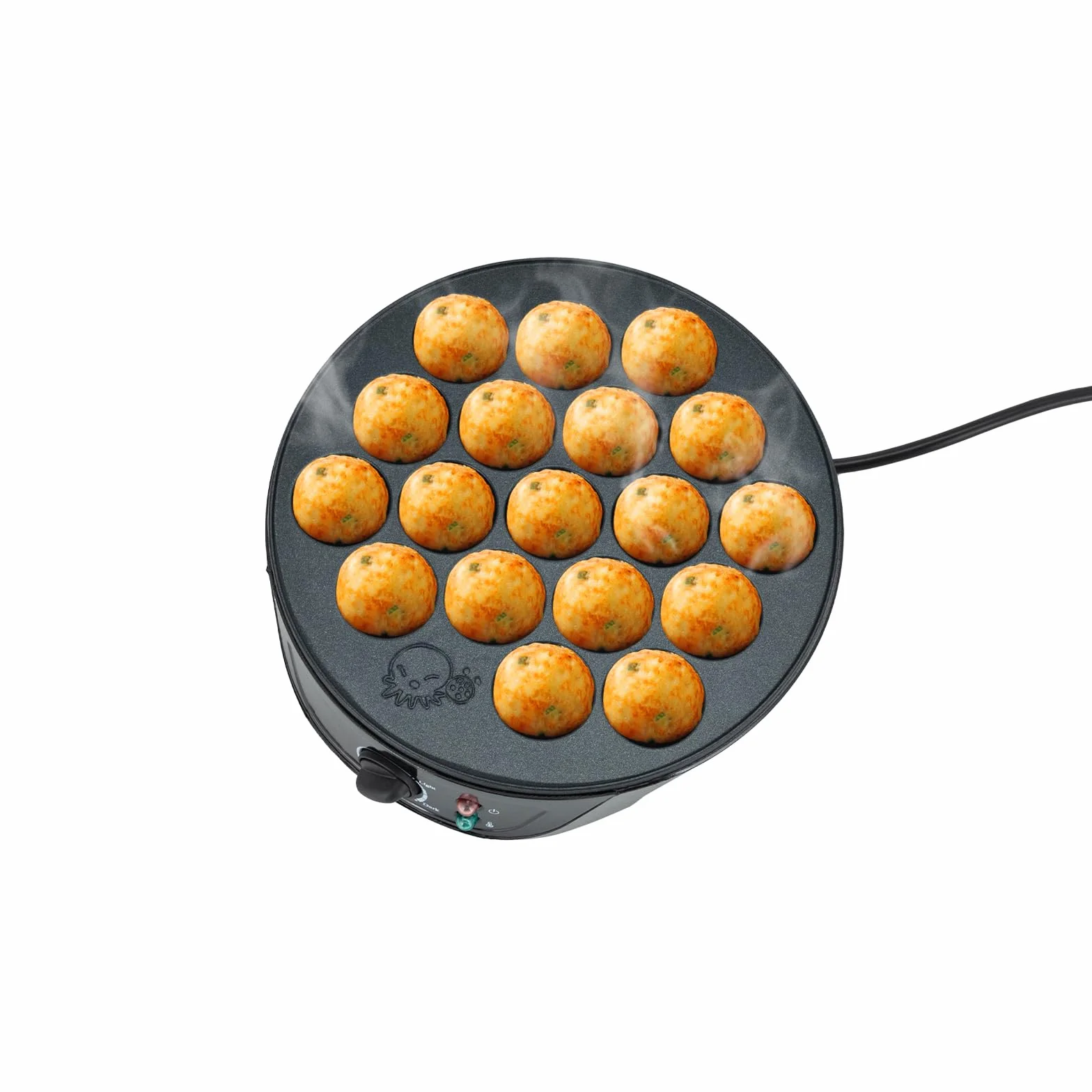 750W Takoyaki Maker Elettrico 18 Fori Antiaderente Nero Bistecchiera Poffertjes