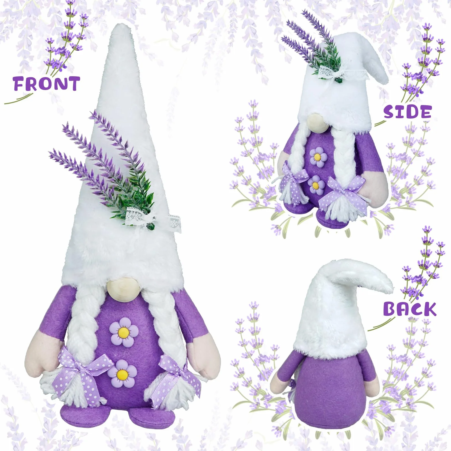 Gnomo svedese primaverile in peluche lavanda decorazione per la casa regalo fatto a mano viola per cucina vassoio