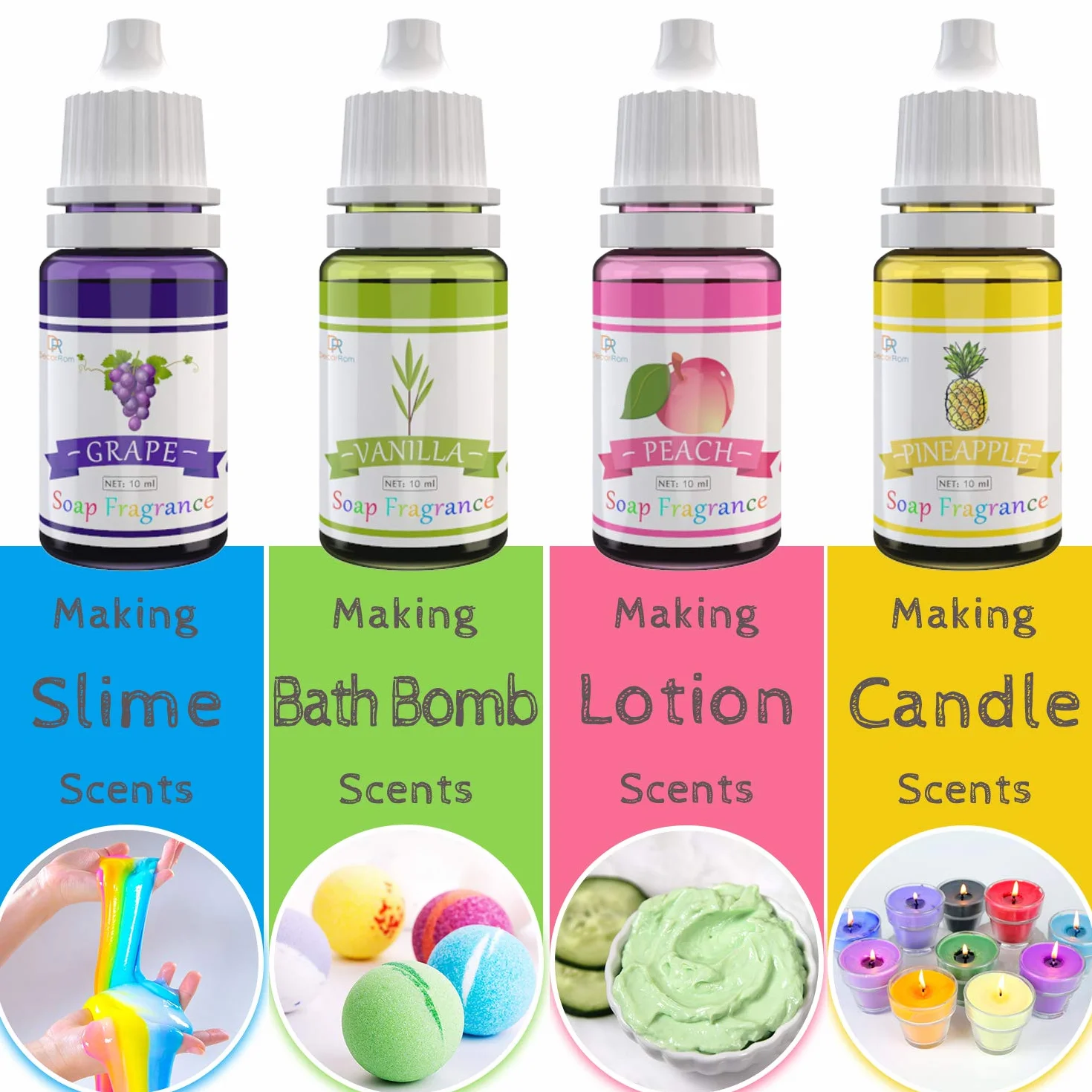 18 Oli Essenziali Liquidi Profumati per Sapone, Bomba da Bagno, Slime Fai da Te - Profumi Concentrati di Grado Alimentare per Cosmetici