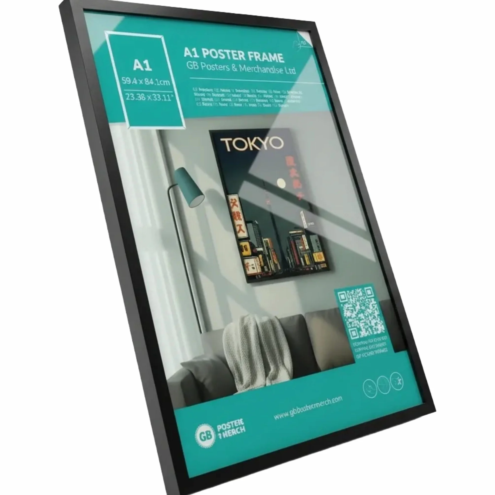GB Eye FMA1A1BK Eton - Cornice MDF per Poster A1, Nero, 59.4 x 84.1 cm
