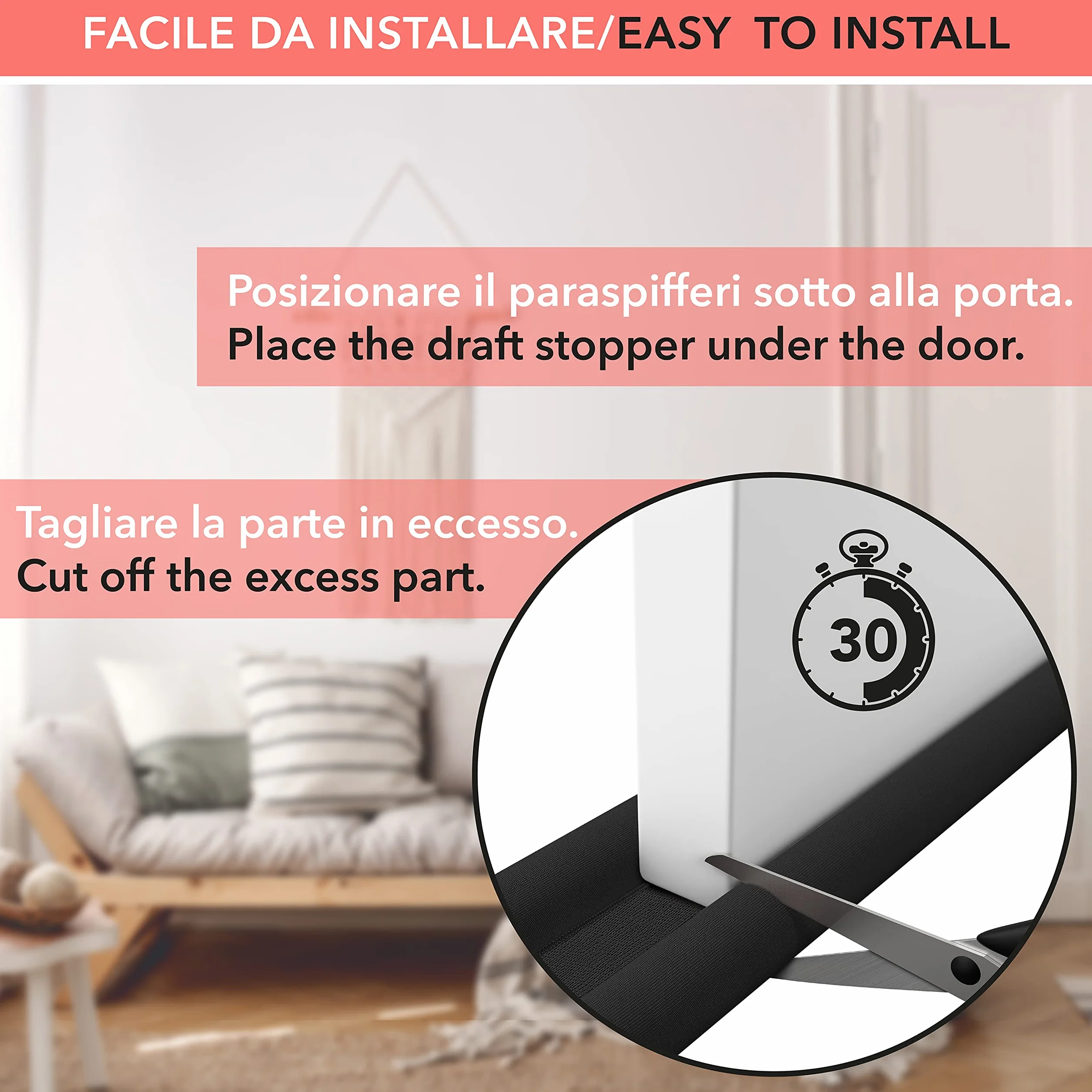 Paraspifferi Sottoporta per Porte Blindate Nero 100 cm 4,5-12 cm Spessore