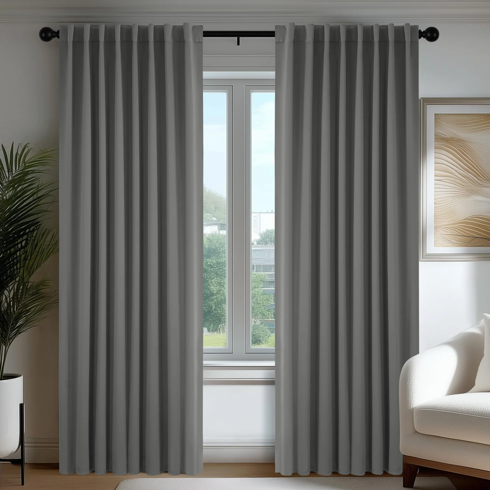 Deconovo Tende Oscuranti per Interni 140x260 cm, 2 Pezzi, Grigio Chiaro - Termiche Isolanti e Moderne con 3 Modi di Montaggio - Ideali per Finestre Camera da Letto e Soggiorno