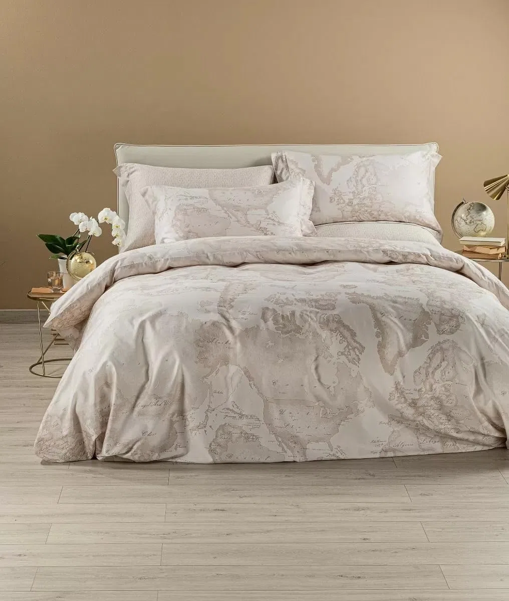 Caleffi Completo Copripiumino in Raso di Cotone Geo White Matrimoniale Letto Due piazze Alviero Martini 1A Classe col. Unica