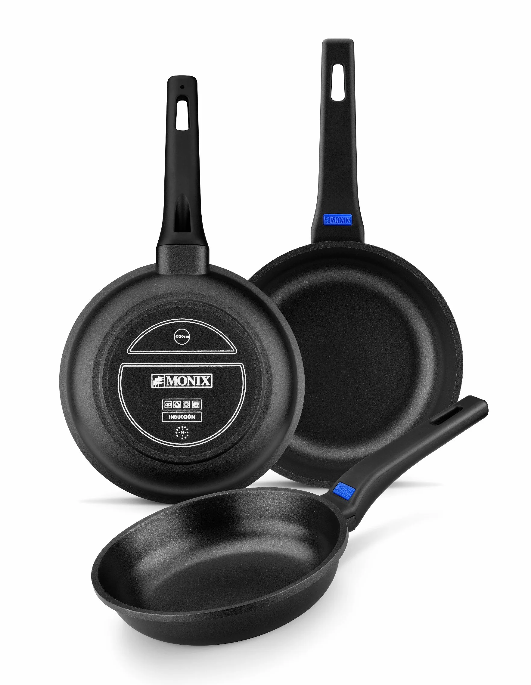 MONIX Solid+ | Padella di 20 cm alluminio fuso con antiaderente interno e esterno, Adatta a tutti i tipi di piani cottura