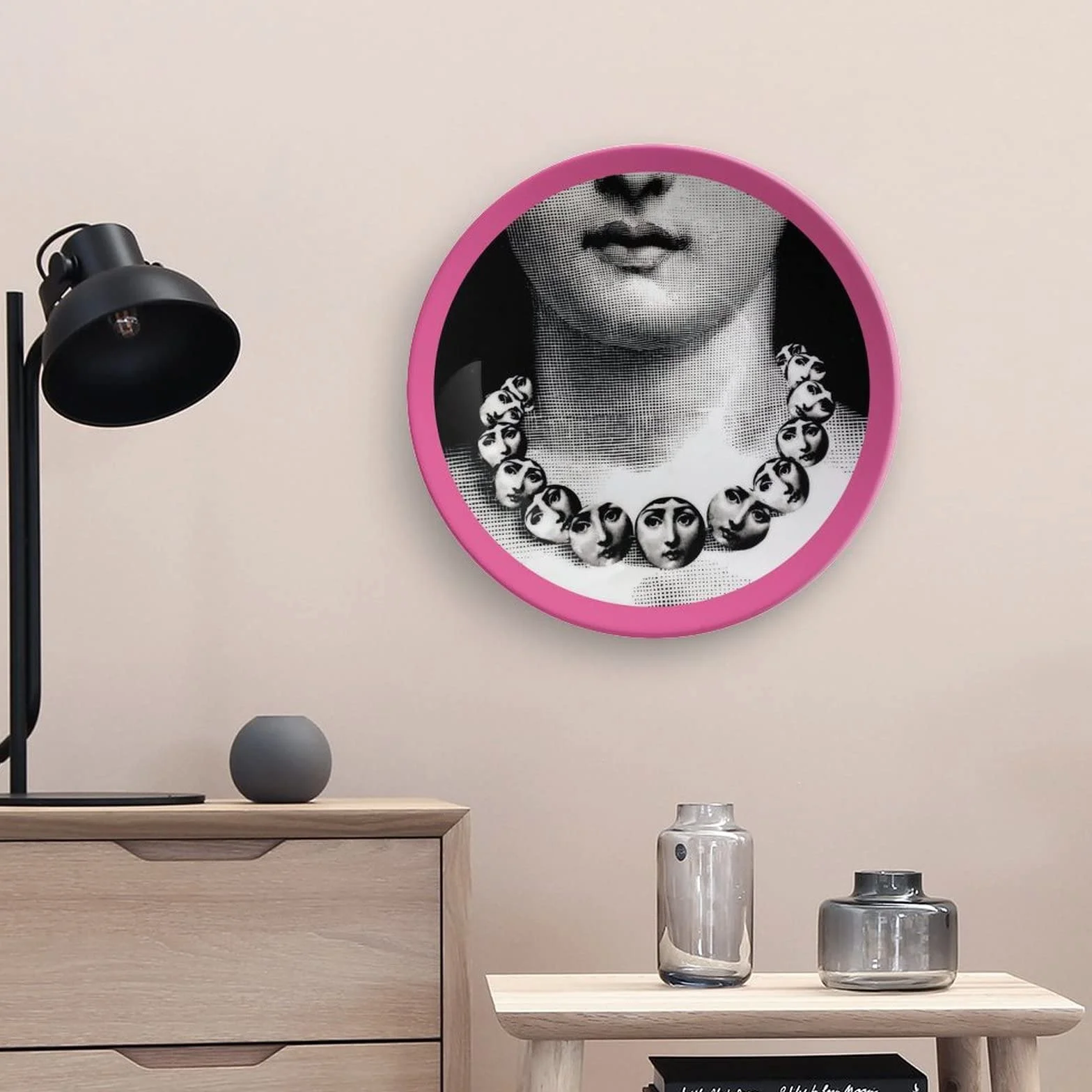 Lina Cavalieri - Piatto decorativo Fornase, da appendere alla parete, con trucco viso, con staffa e gancio speciale a molla, stile 29, 25,4 cm