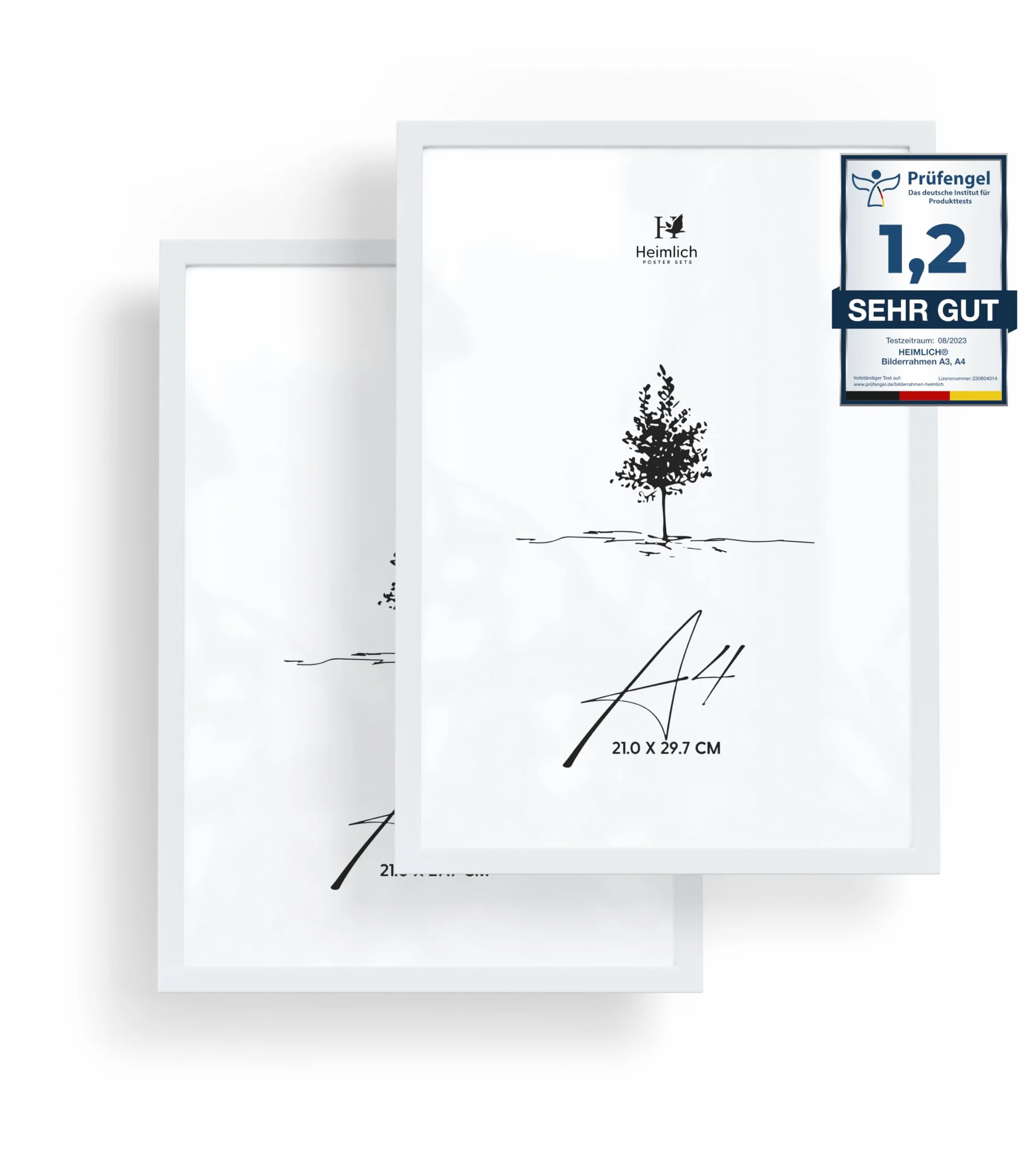 Heimlich Cornice A4 21x30 cm Legno di pino Bianco Confezione da 2 Cornici per certificati diplomi