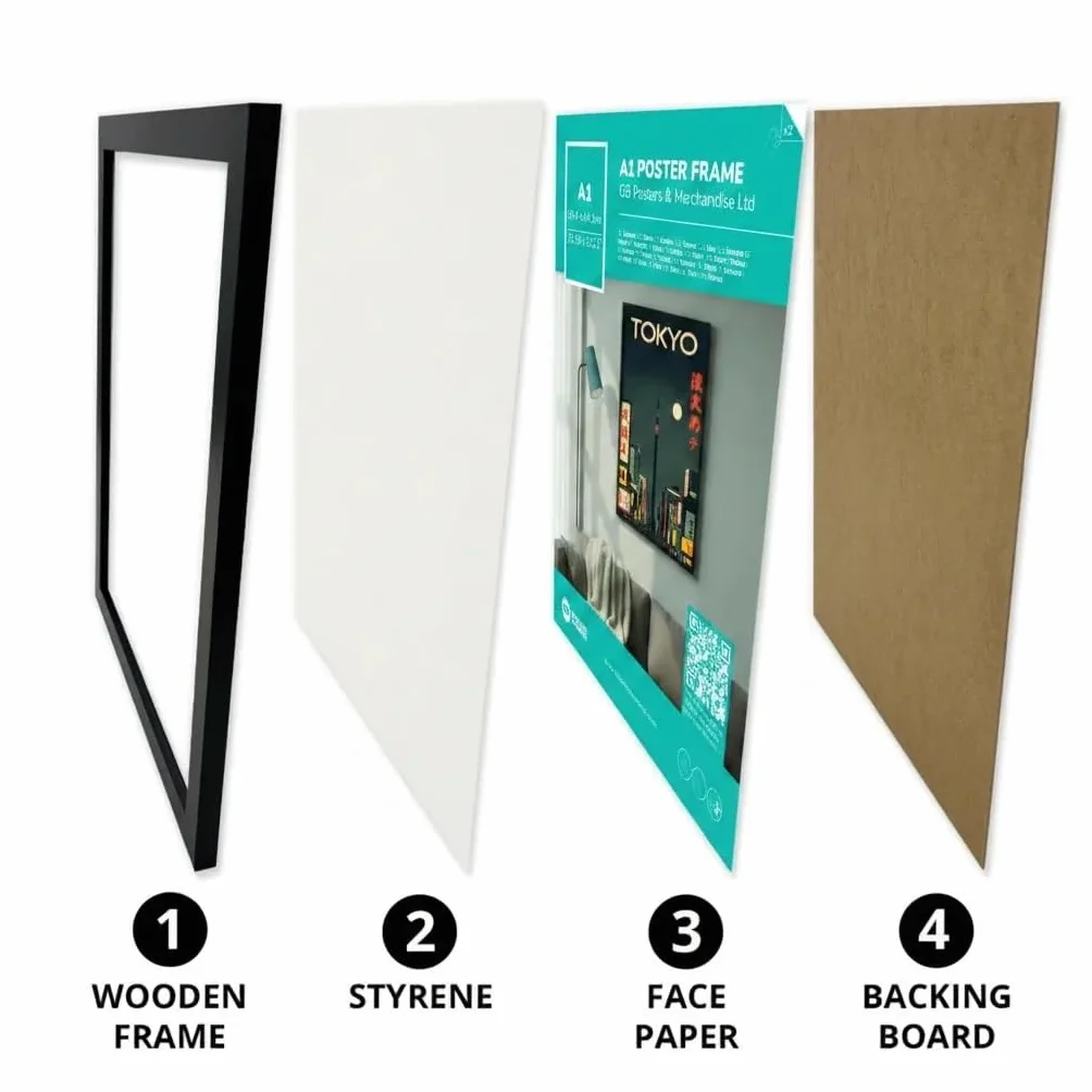 GB Eye FMA1A1BK Eton - Cornice MDF per Poster A1, Nero, 59.4 x 84.1 cm