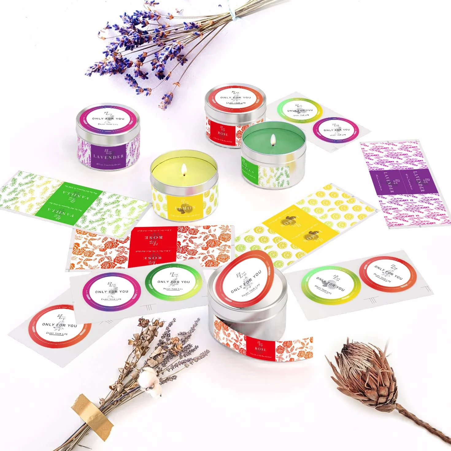 Kit Candele fai da te, Cera di soia, Oli Profumati, Stoppini, Crogiolo, Scatole, Colorante